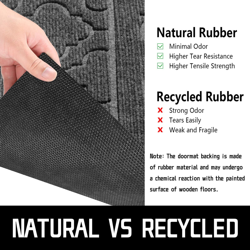 Yimobra Welcome Mat Outdoor Indoor, All-Weather Waterproof Front Door Mat Outside Entrance, Non-Slip Low Profile Porch Patio Doormat, 29.5x17, Black