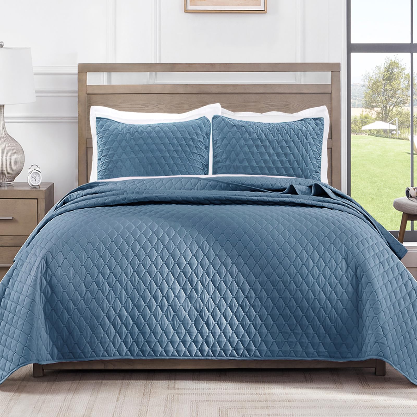 Exclusivo Mezcla Reversible Full Queen Quilt Bedding Set with Pillow Shams, Lightweight Quilts Queen Size, Soft Bedspreads Bed Coverlets for All Seasons - (Lilac Ash, 90"x96")