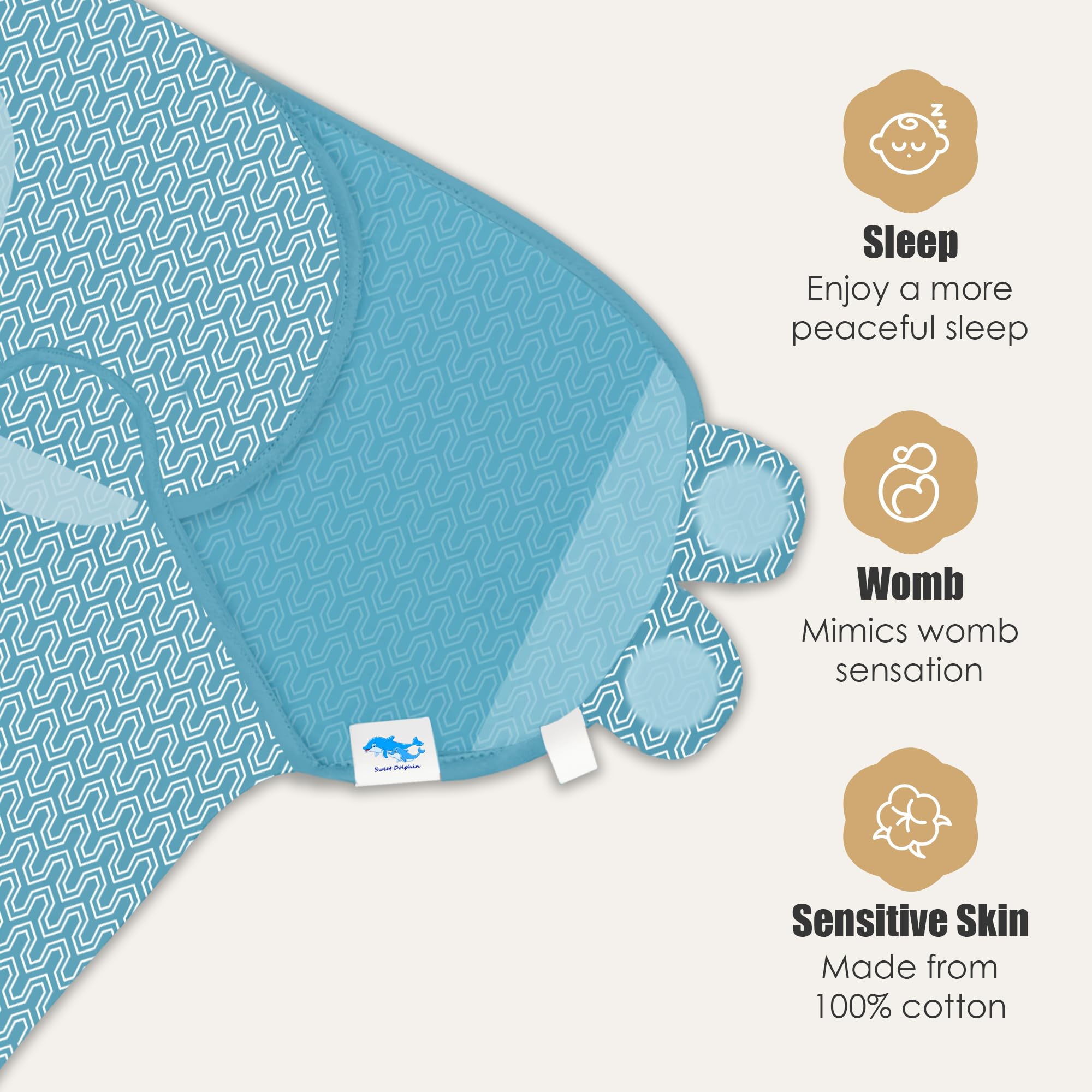 SWEET DOLPHIN 3-Pack Baby Swaddle Sleep Sacks - Newborn Swaddle Blanket with Soft Cotton - Ergonomic Wrap for Boys and Girls, 0-3 Months, Grey
