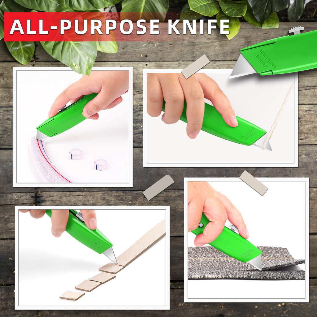 DIYSELF 2Pack Utility Knife Box Cutter Retractable Razor Blade Heavy Duty Box Cutters Knife PVC Pipe Cutter (Red)