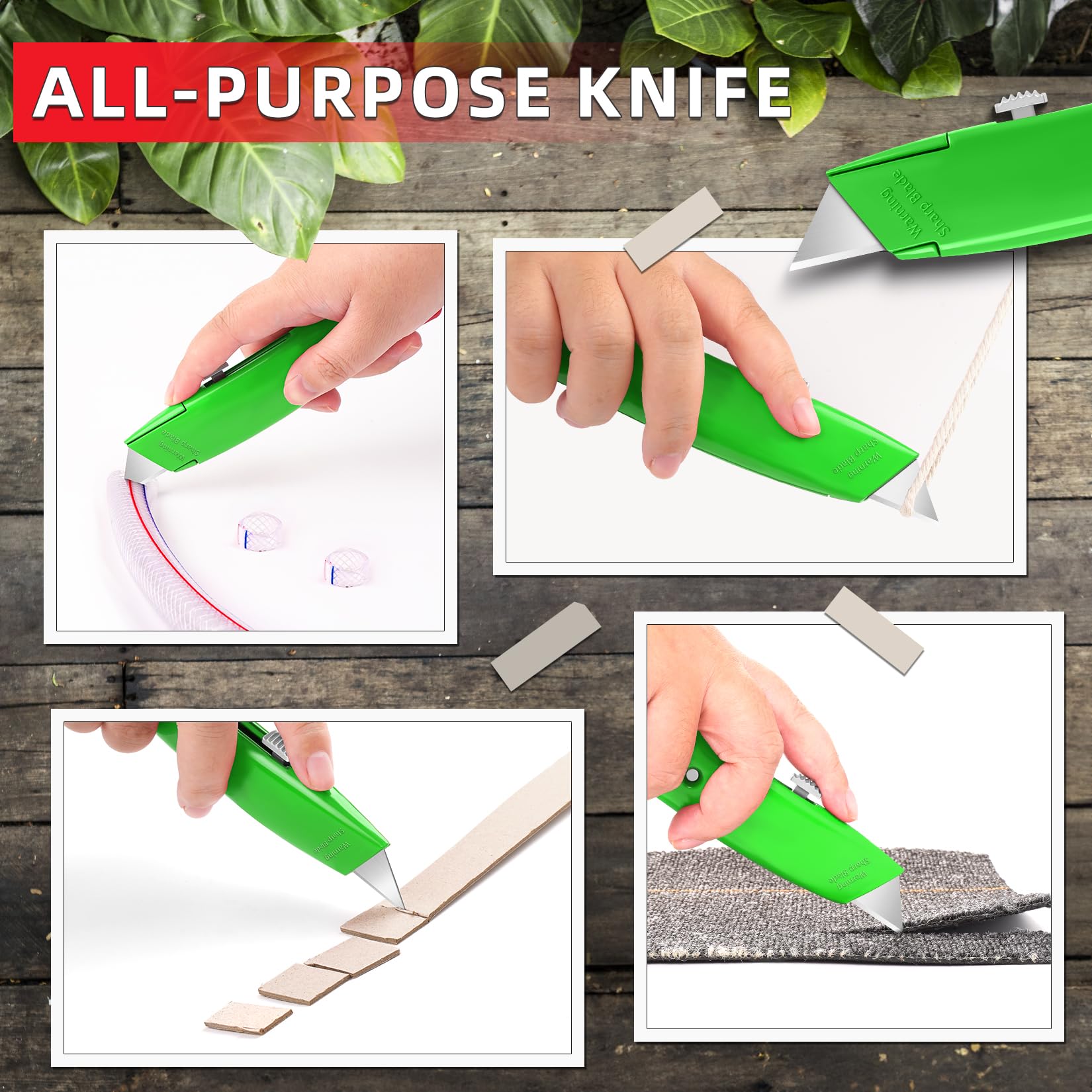 DIYSELF 2Pack Utility Knife Box Cutter Retractable Razor Blade Heavy Duty Box Cutters Knife PVC Pipe Cutter (Red)