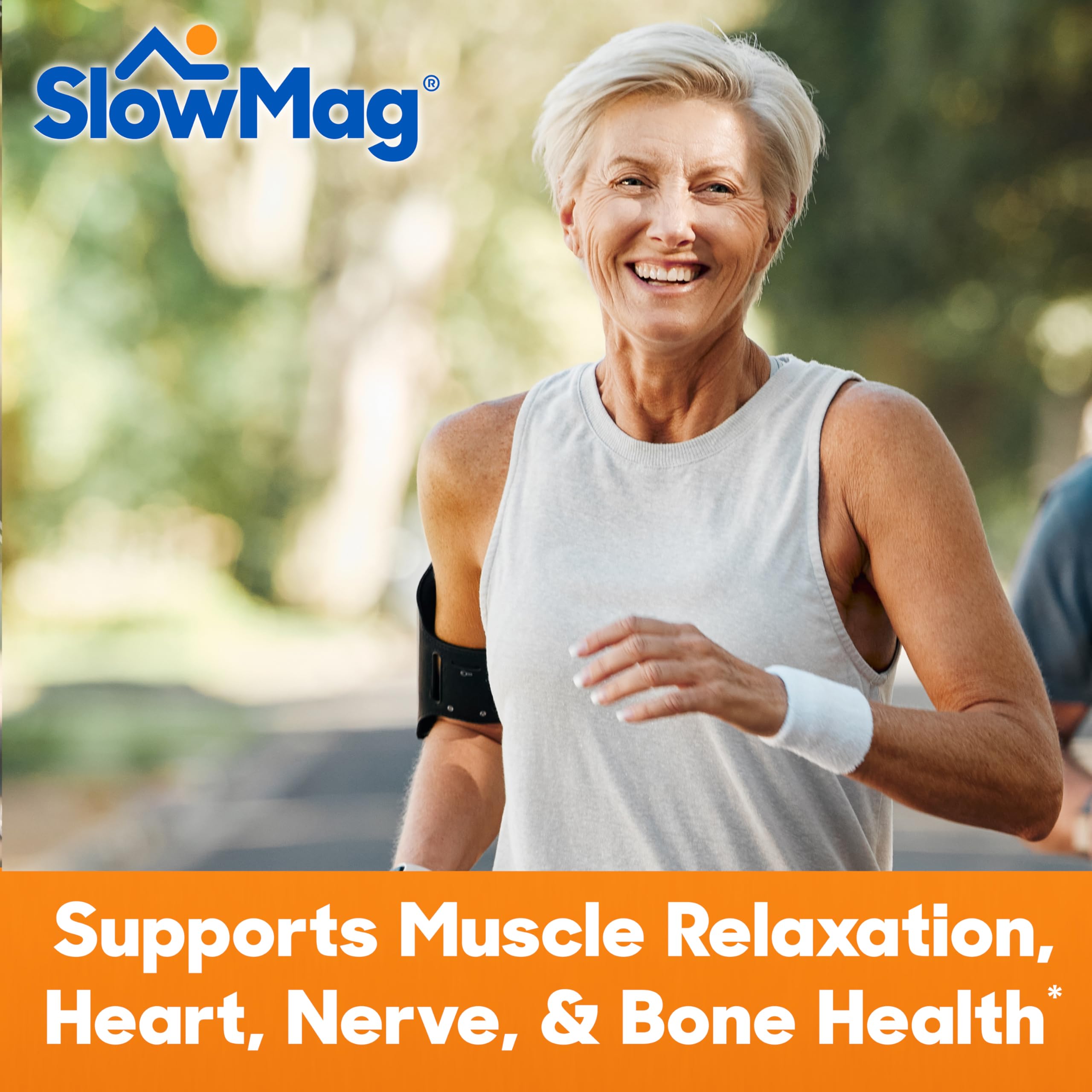 SlowMag Muscle & Heart Magnesium Chloride Supplement with Calcium, 180 Count, Supports Muscle Relaxation, Heart, Nerve & Bone Health, High Absorption
