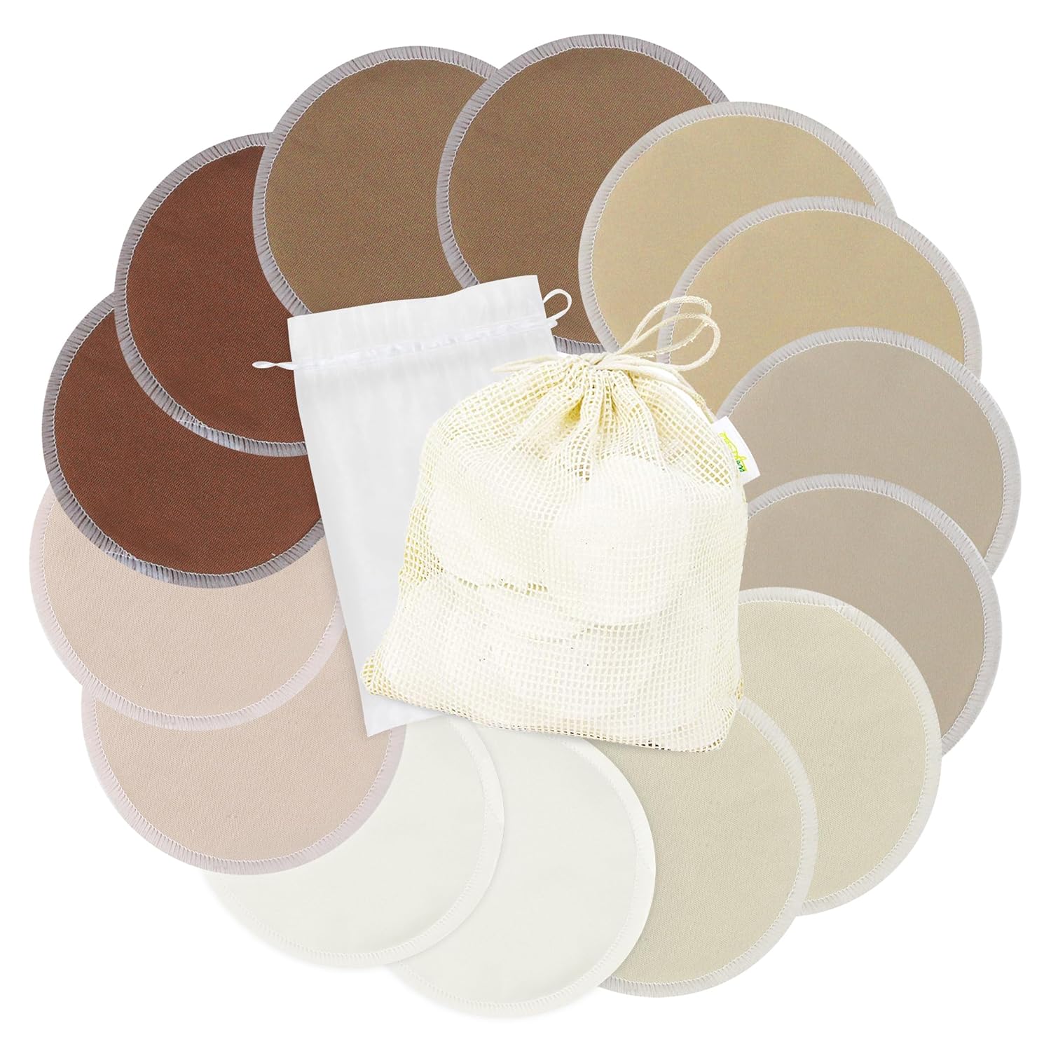 wegreeco Nursing Breast Pads (14 Pack) + Laundry Bag & Travel Storage Bag, 4.7 inch Option - Washable & Reusable Breastfeeding Nursing Pads (Mild, Large)