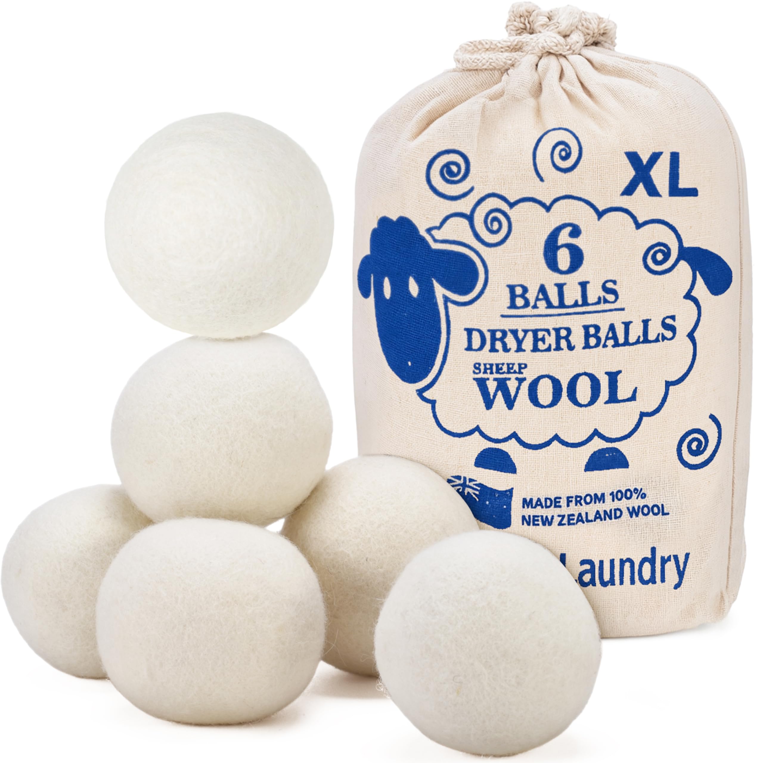 Handy Laundry Wool Dryer Balls - Natural Fabric Softener, Reusable, Reduces Clothing Wrinkles and Saves Drying Time, Better Alternative to Plastic Balls and Liquid Softener (Pack of 4)