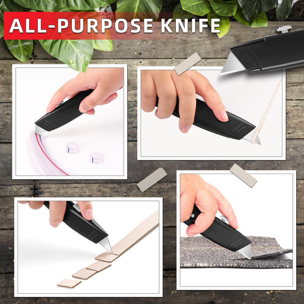 DIYSELF 2Pack Utility Knife Box Cutter Retractable Razor Blade Heavy Duty Box Cutters Knife PVC Pipe Cutter (Red)