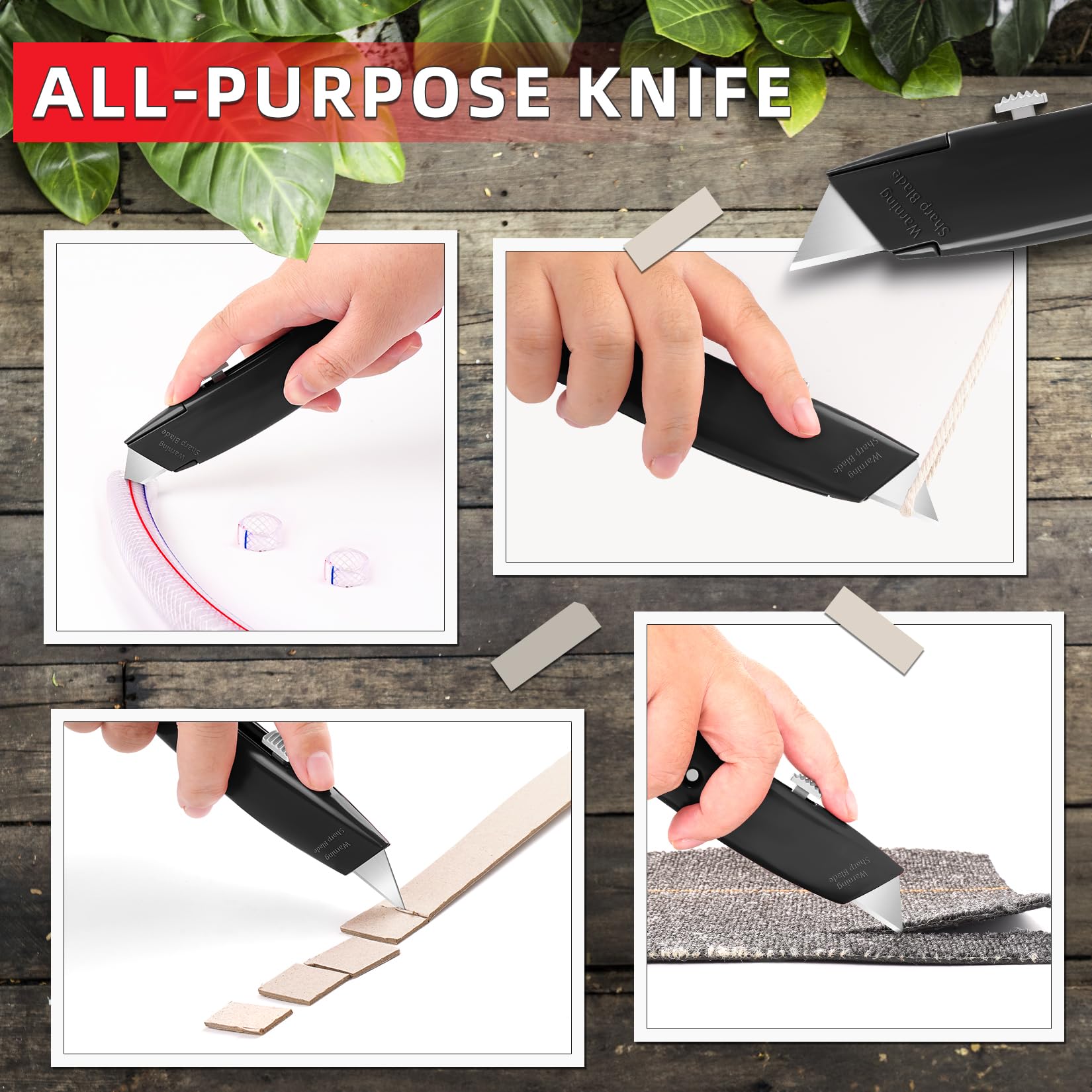 DIYSELF 2Pack Utility Knife Box Cutter Retractable Razor Blade Heavy Duty Box Cutters Knife PVC Pipe Cutter (Red)