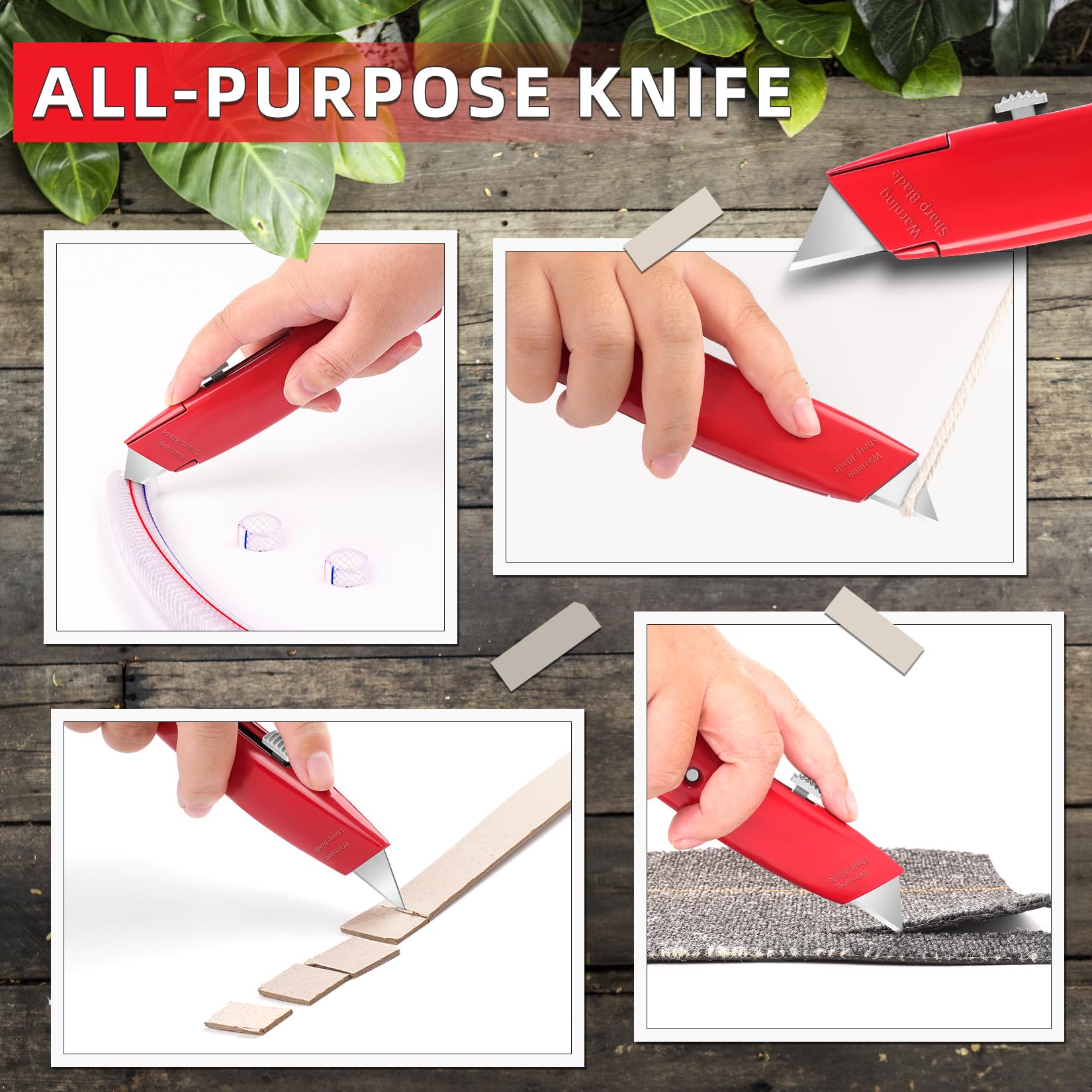DIYSELF 2Pack Utility Knife Box Cutter Retractable Razor Blade Heavy Duty Box Cutters Knife PVC Pipe Cutter (Red)