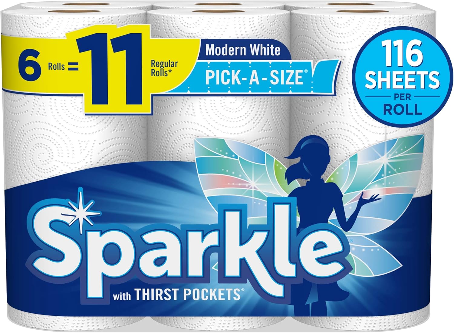 Sparkle Pick-A-Size Paper Towels, 24 Double Rolls (2,640 Sheets Total) - Strong 2-Ply Towels for Kitchen Cleanup and Everyday Messes