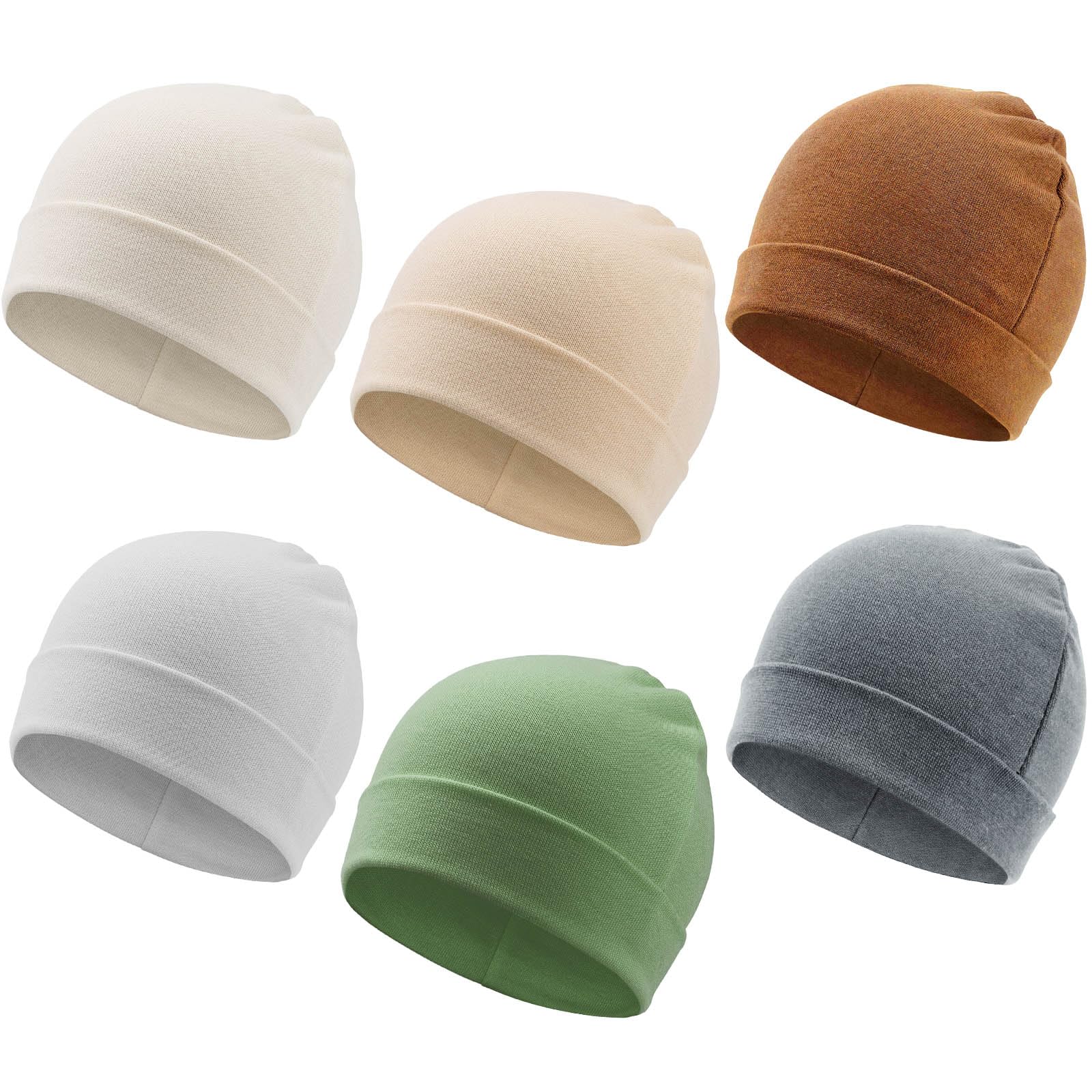 DRESHOW BQUBO 6 Pack Baby Beanie Hats for Unisex Infant Toddler Cotton Beanie Newborn Hospital Hat for Boys Girls 0-6 Months