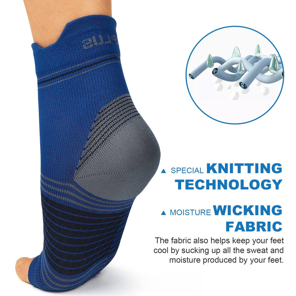 Plantar Fasciitis Sock (6 Pairs) for Men and Women, Compression Foot Sleeves with Arch and Ankle Support, Black, X-Large