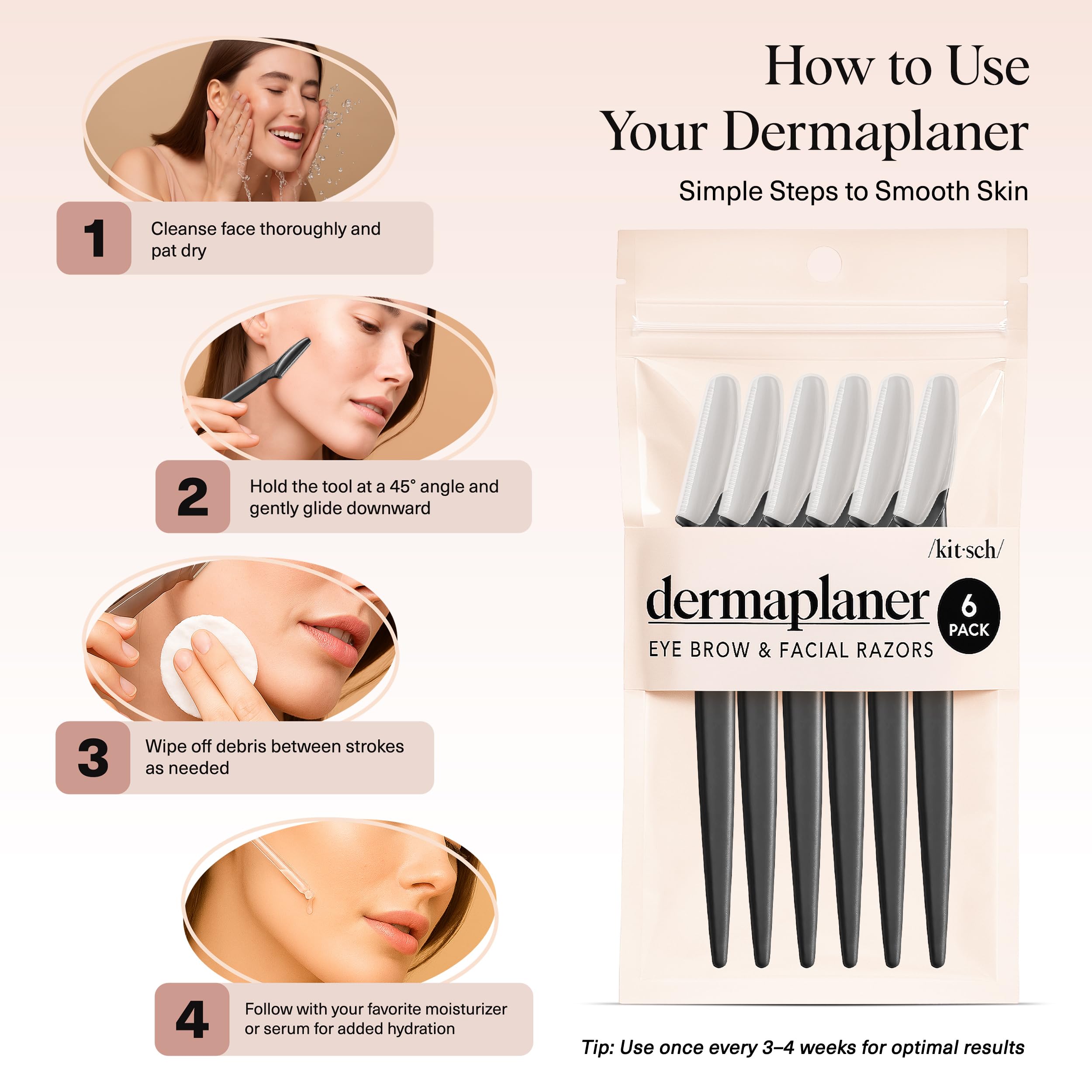 Kitsch Dermaplane Razor for Women Face – Face Razors for Women & Men, Eyebrow Trimmer & Face Shaver – Exfoliating Facial Razor & Skin Care Tool for Smoother Skin - Terracotta, 12 pcs