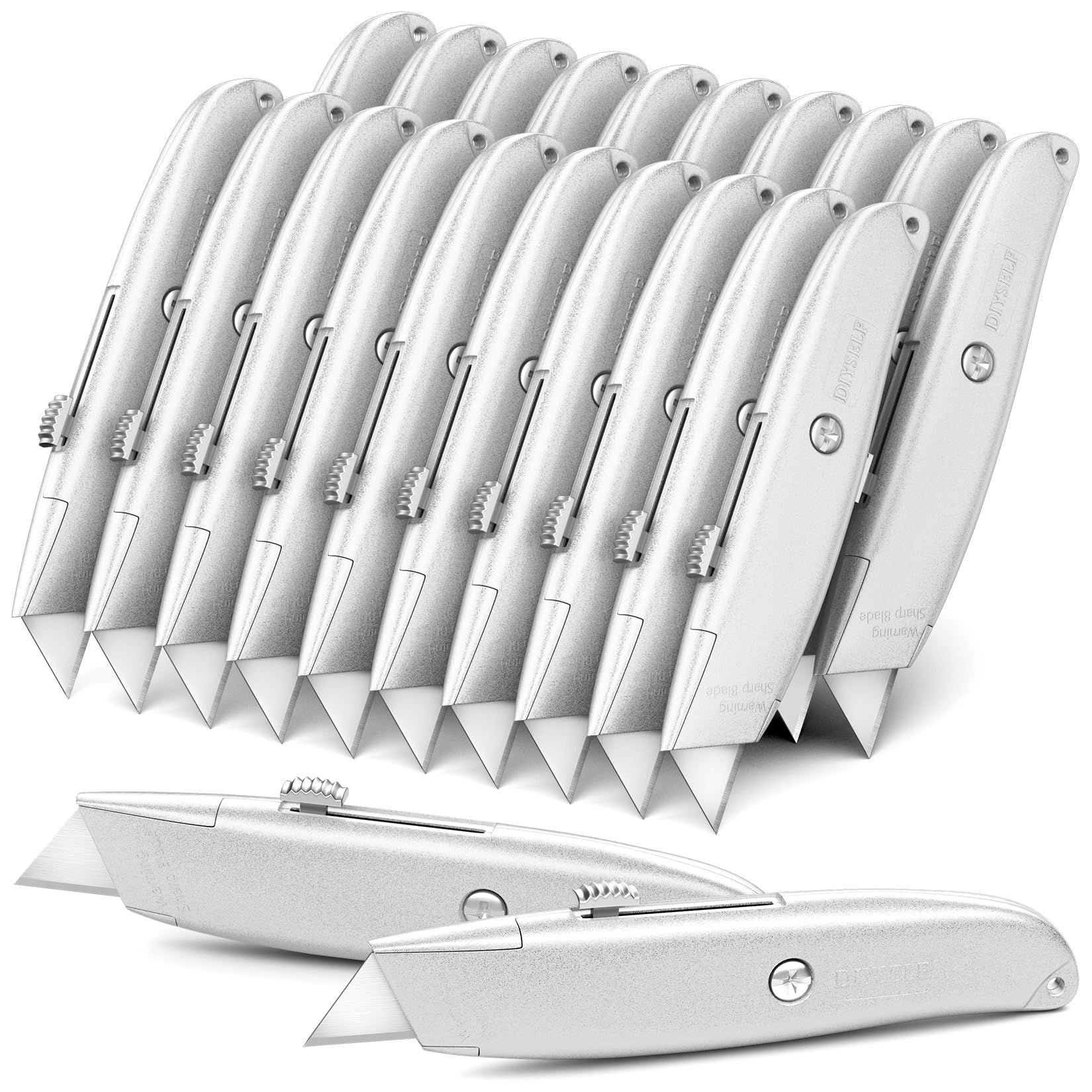 DIYSELF 2Pack Utility Knife Box Cutter Retractable Razor Blade Heavy Duty Box Cutters Knife PVC Pipe Cutter (Red)