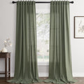 Rustic Brown Linen Back Tab Curtains 84 Inch Length for Living Room 2 Panel Pocket Drape Light Filtering Semi Sheer Cream Country Rustic Farmhouse Boho Curtain Bedroom Pinch Pleated Look