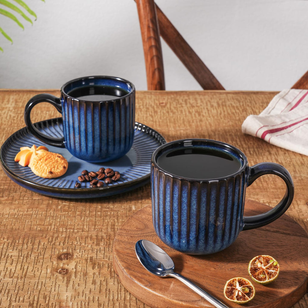 famiware Coffee Mugs Set of 6, Starlight 11 oz Mug Cup Set with Handle for Coffee, Tea, Cocoa, Milk - Ceramic Stoneware Mug Set, Matte Black Grey