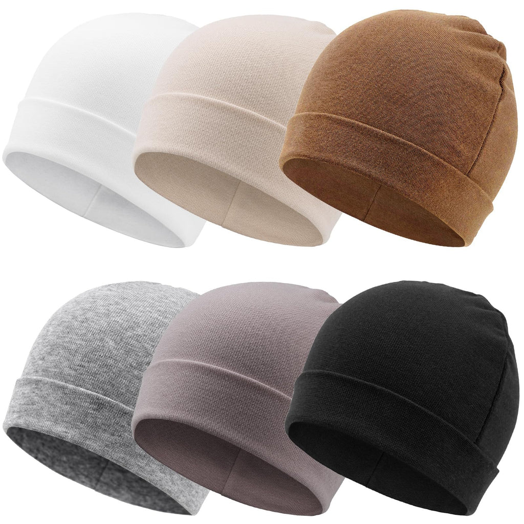 DRESHOW BQUBO 6 Pack Baby Beanie Hats for Unisex Infant Toddler Cotton Beanie Newborn Hospital Hat for Boys Girls 0-6 Months
