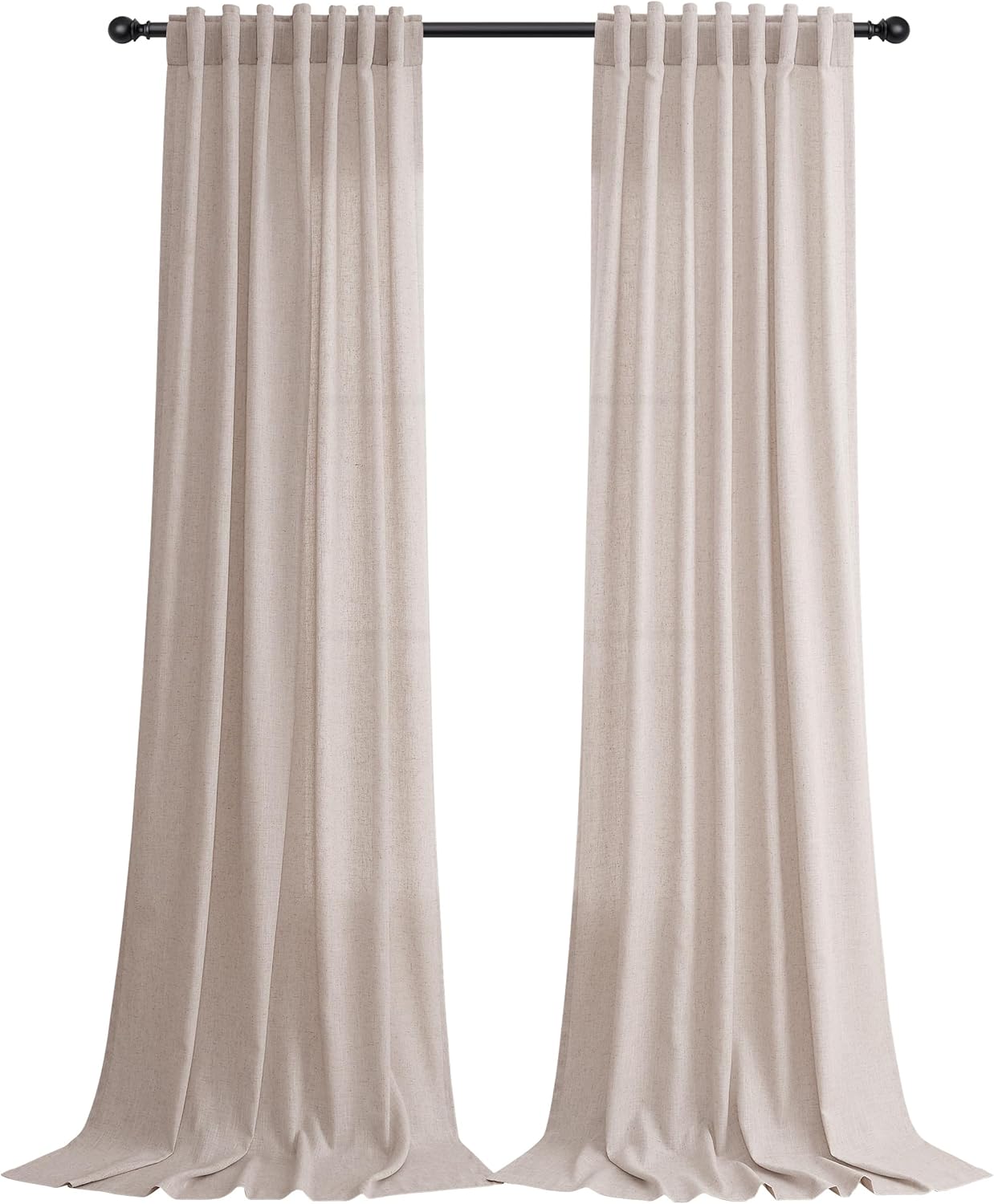 Linen White Curtains 84 inches Long for Bedroom Back Tab Privacy Light Filtering Semi Sheer White Boho Farmhouse Curtain Textured Modern Elegant Coastal Decor Curtains for Living Room