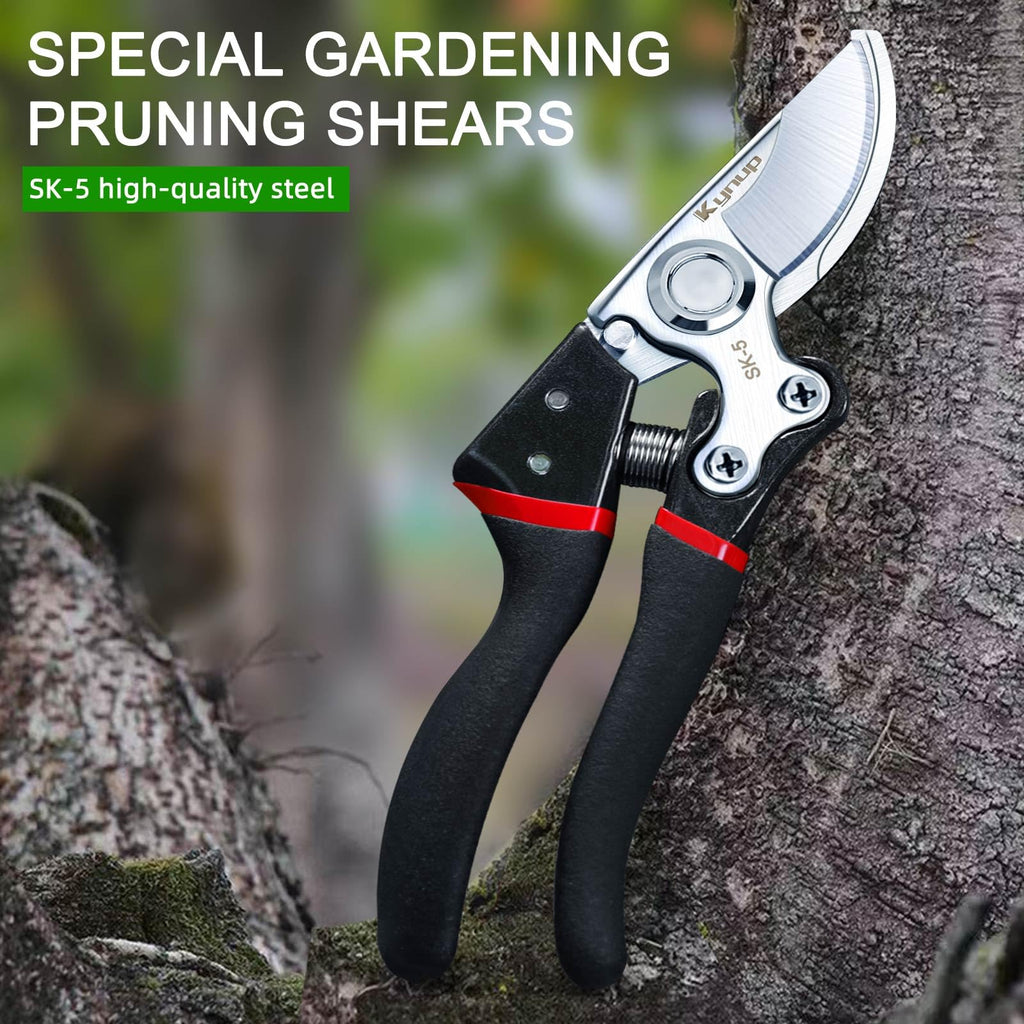 Kynup Pruning Shears, Gardening Scissors, Pruners for Gardening, Heavy Duty Garden Tools, Garden Grass Clippers Hand Hedge Shears, (Red)