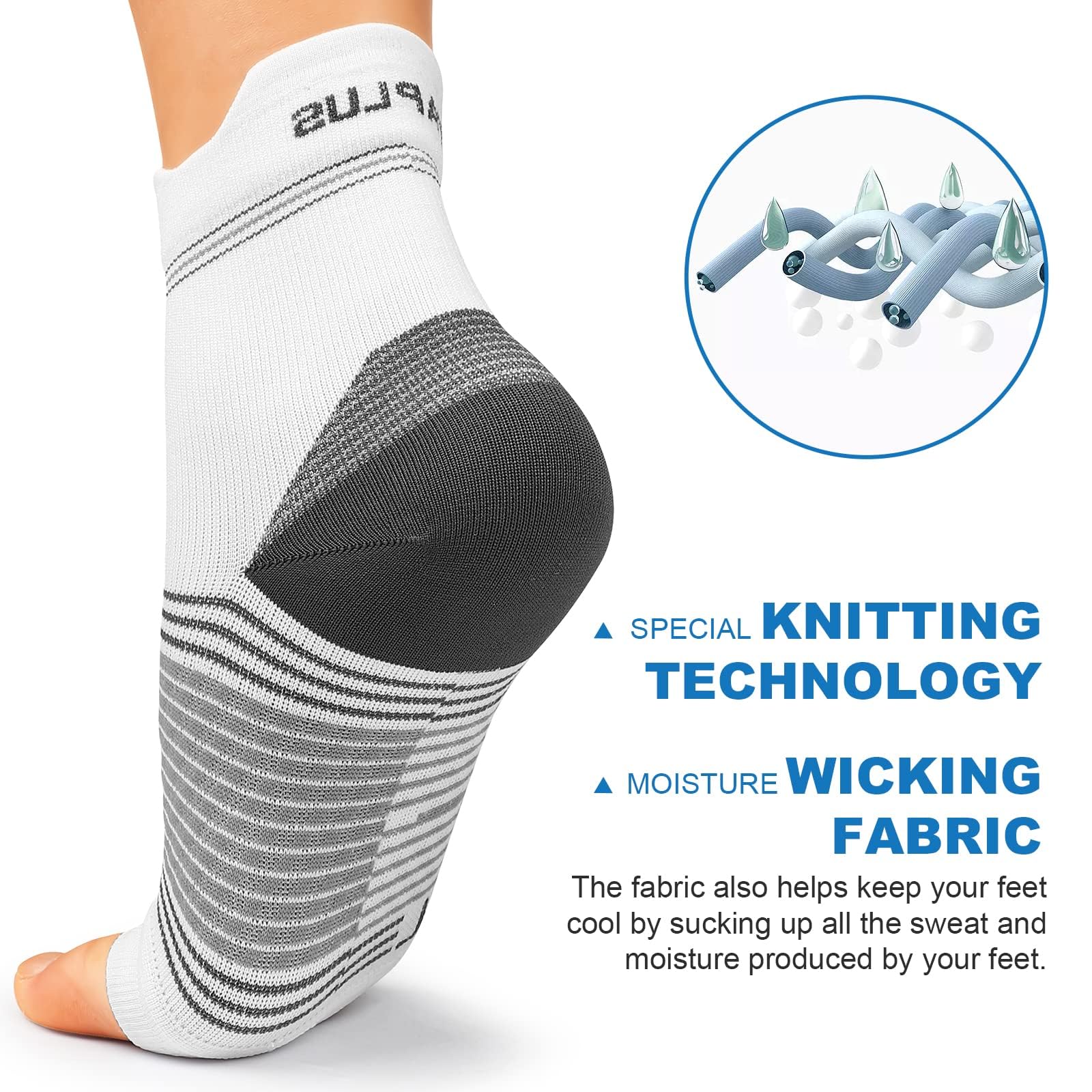 Plantar Fasciitis Sock (6 Pairs) for Men and Women, Compression Foot Sleeves with Arch and Ankle Support, Black, X-Large