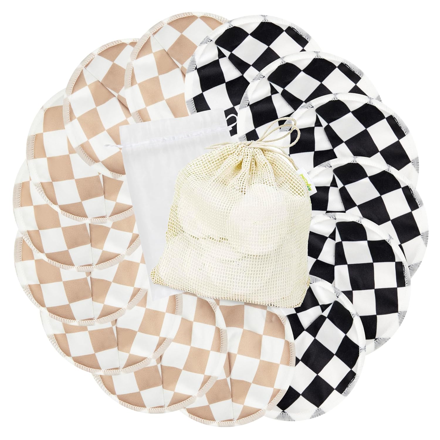 wegreeco Nursing Breast Pads (14 Pack) + Laundry Bag & Travel Storage Bag, 4.7 inch Option - Washable & Reusable Breastfeeding Nursing Pads (Mild, Large)