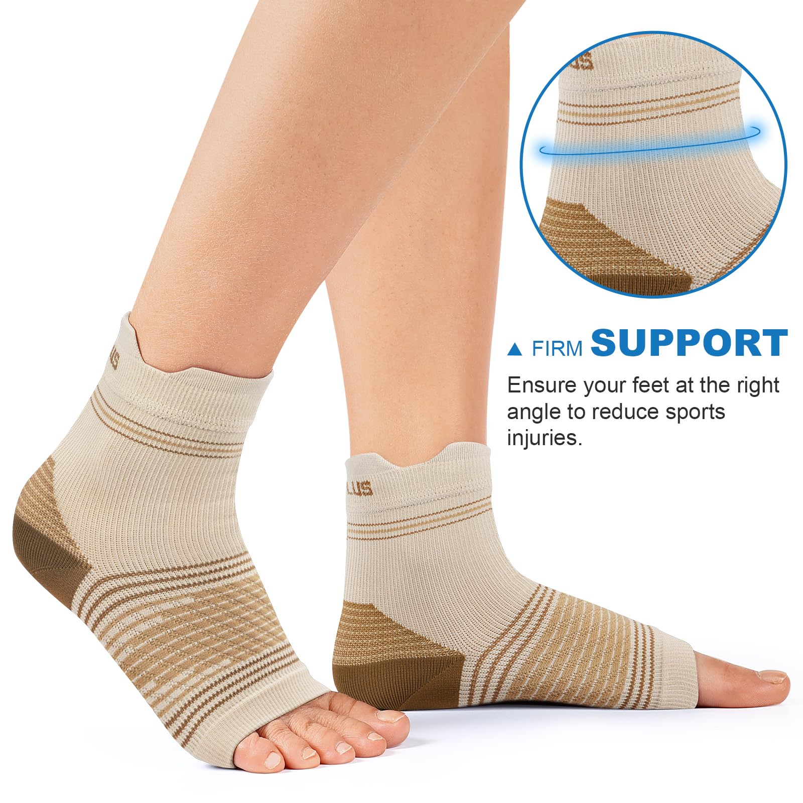 Plantar Fasciitis Sock (6 Pairs) for Men and Women, Compression Foot Sleeves with Arch and Ankle Support, Black, X-Large