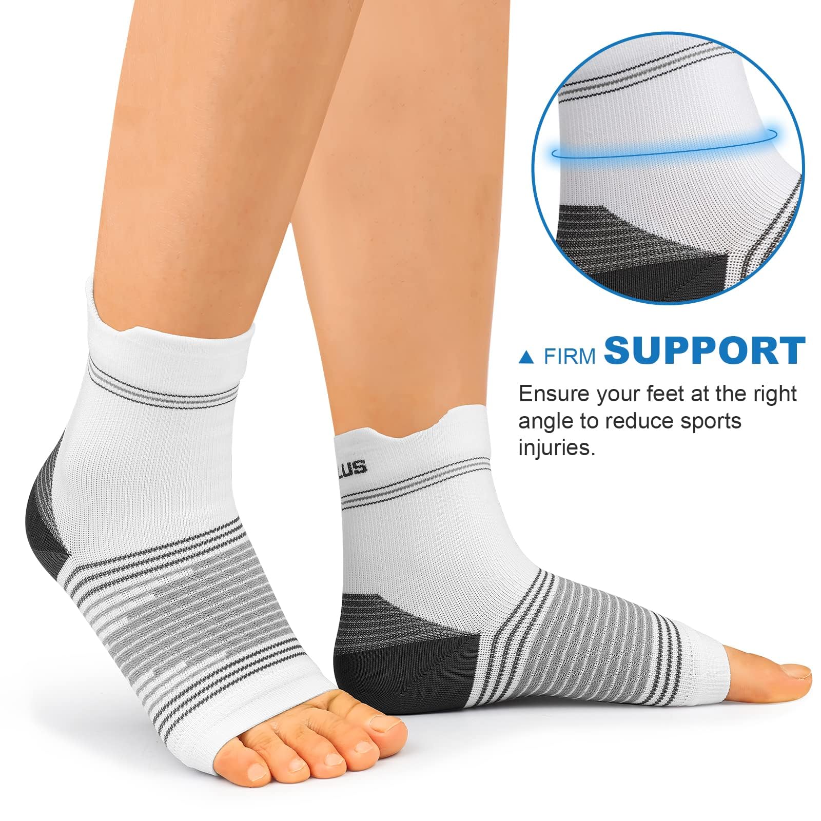 Plantar Fasciitis Sock (6 Pairs) for Men and Women, Compression Foot Sleeves with Arch and Ankle Support, Black, X-Large