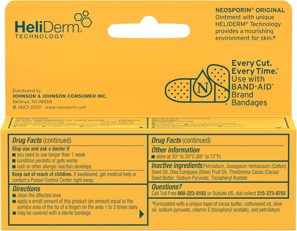 Neosporin Original First Aid Triple Antibiotic Ointment with Bacitracin Zinc for Infection Protection, Wound Care Treatment & Helps Minimize The Appearance of Scars for Minor Wounds, .5 oz