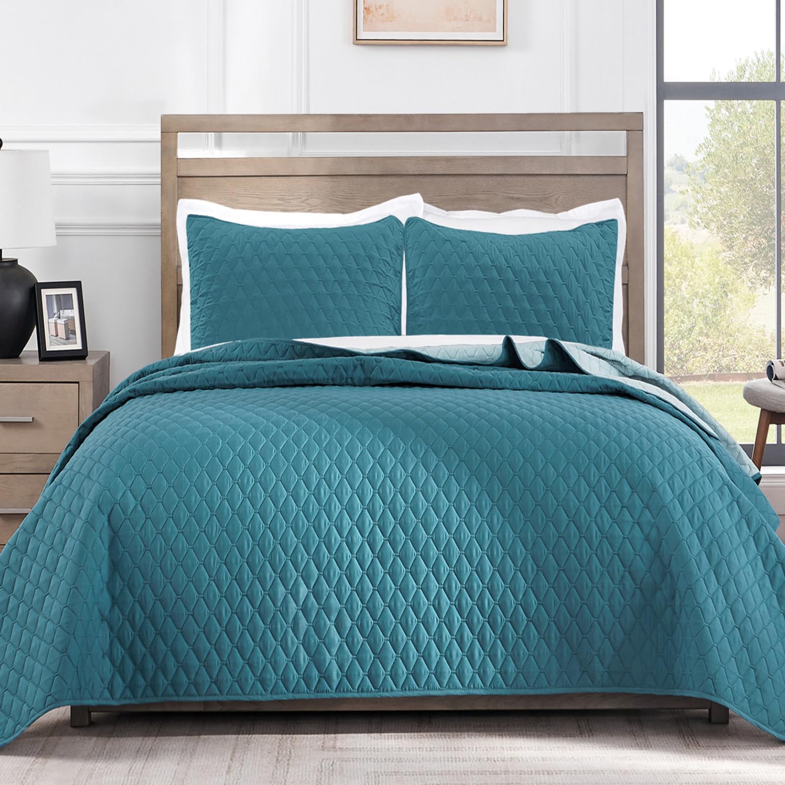 Exclusivo Mezcla Reversible Full Queen Quilt Bedding Set with Pillow Shams, Lightweight Quilts Queen Size, Soft Bedspreads Bed Coverlets for All Seasons - (Lilac Ash, 90"x96")