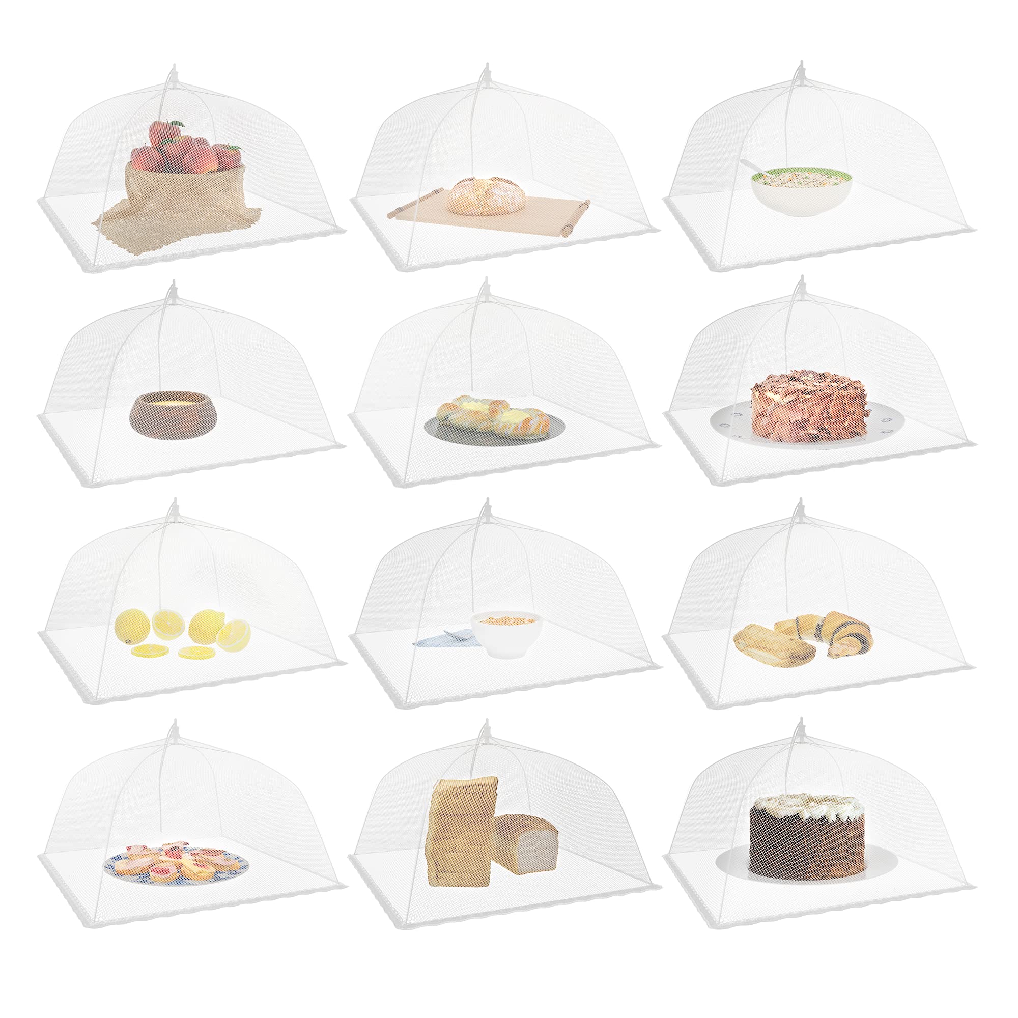Simply Genius Pop-Up Mesh Food Covers - 17 x 17 in, White, 6 Pack, Large & Tall - Reusable & Collapsible Food Tents for Outdoor Serving