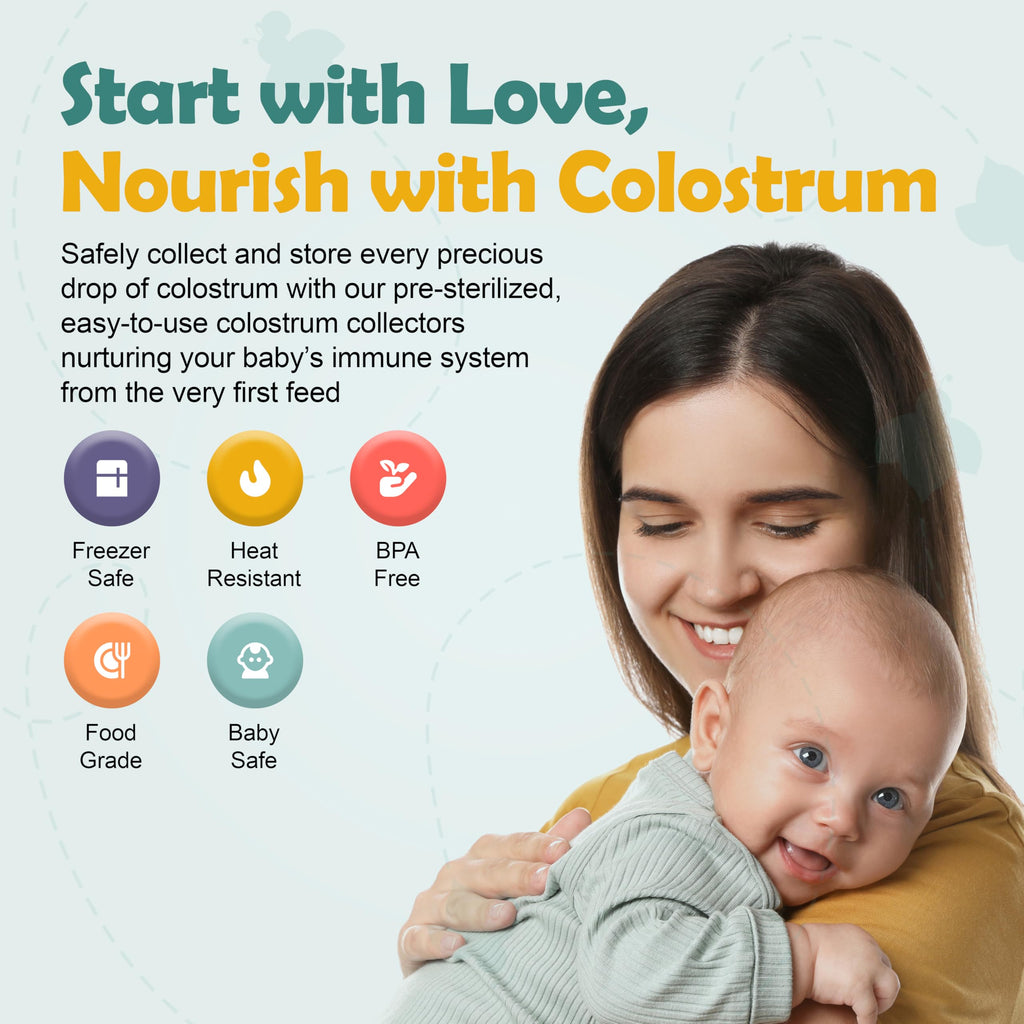 Colostrum Collector Kit | Reusable Silicone Breast Milk Collector for Harvesting Colostrum Breastmilk, Pre-Sterilized Includes Storage Case & Cotton Wipe | Set of 7 Collectors, 5mL Each