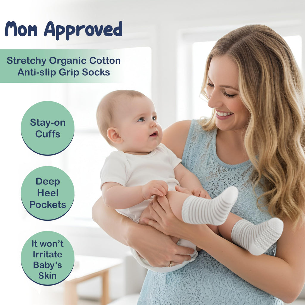 Mother's Choice Organic Cotton Baby Socks Infant 0-6 Months - 12 pairs Soft, Cozy, and Gentle Newborn Socks for Girls & Boys, Perfect Baby Gift for Everyday Wear, and Infant Comfort