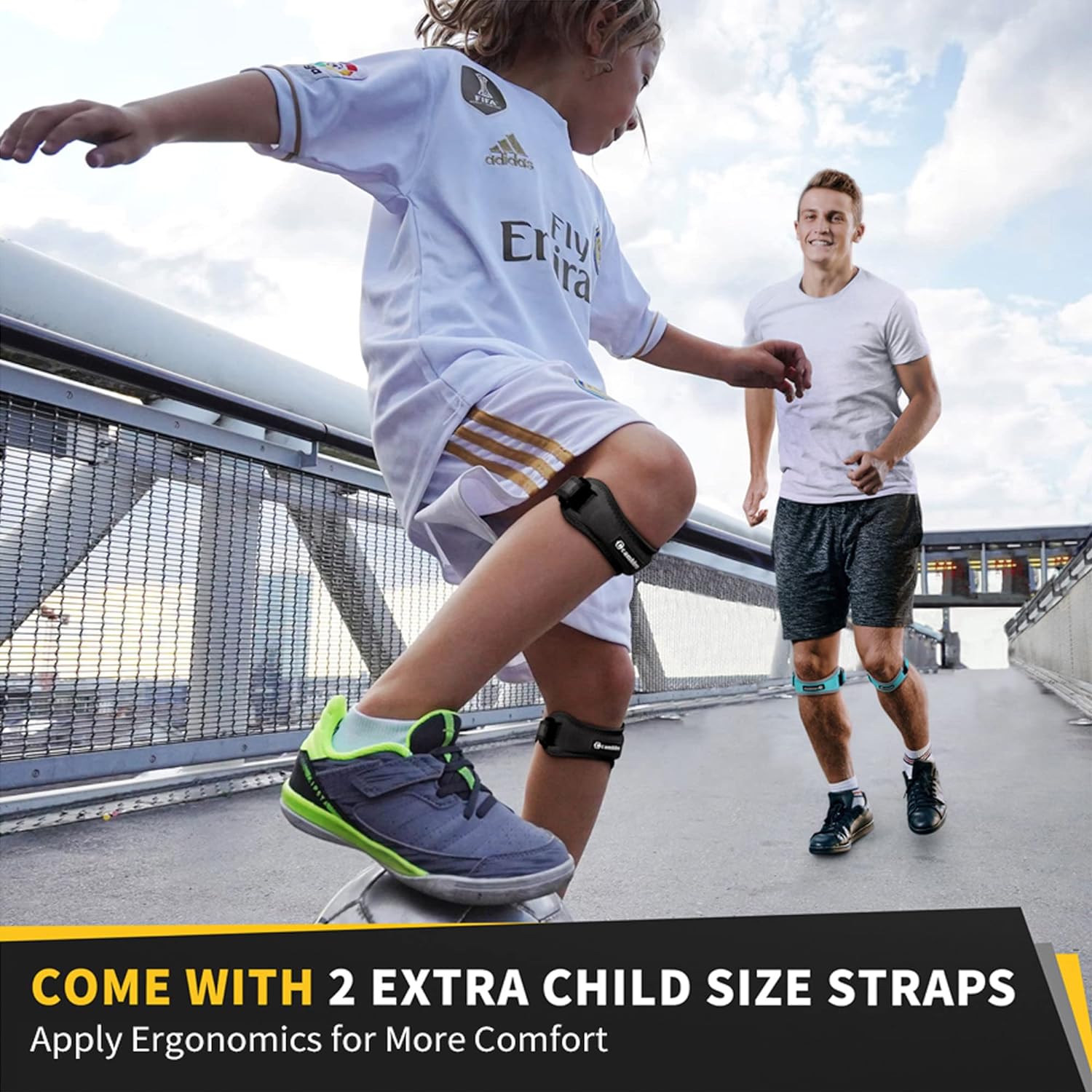 CAMBIVO 2 Pack Knee Braces for Women and Men, Patella Knee Support Strap, for Tendonitis, Basketball, Running, Hiking, Volleyball, Tennis, Squats