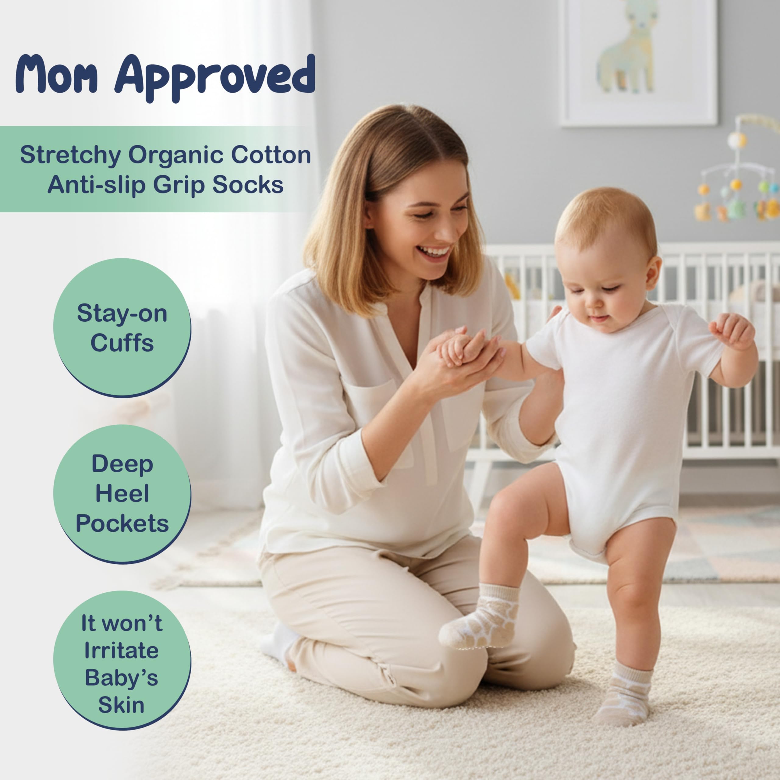 Mother's Choice Organic Cotton Baby Socks Infant 0-6 Months - 12 pairs Soft, Cozy, and Gentle Newborn Socks for Girls & Boys, Perfect Baby Gift for Everyday Wear, and Infant Comfort