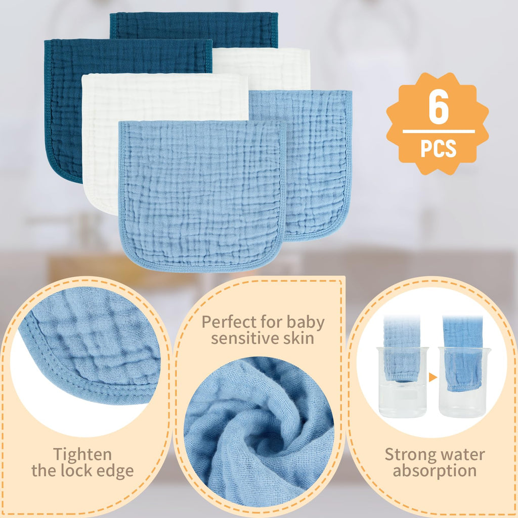 MIGIOL Muslin Burp Cloths 100% Cotton Baby Burp Cloths Soft, Absorbent 10x20 inches for Girls and Boys Baby Essentials