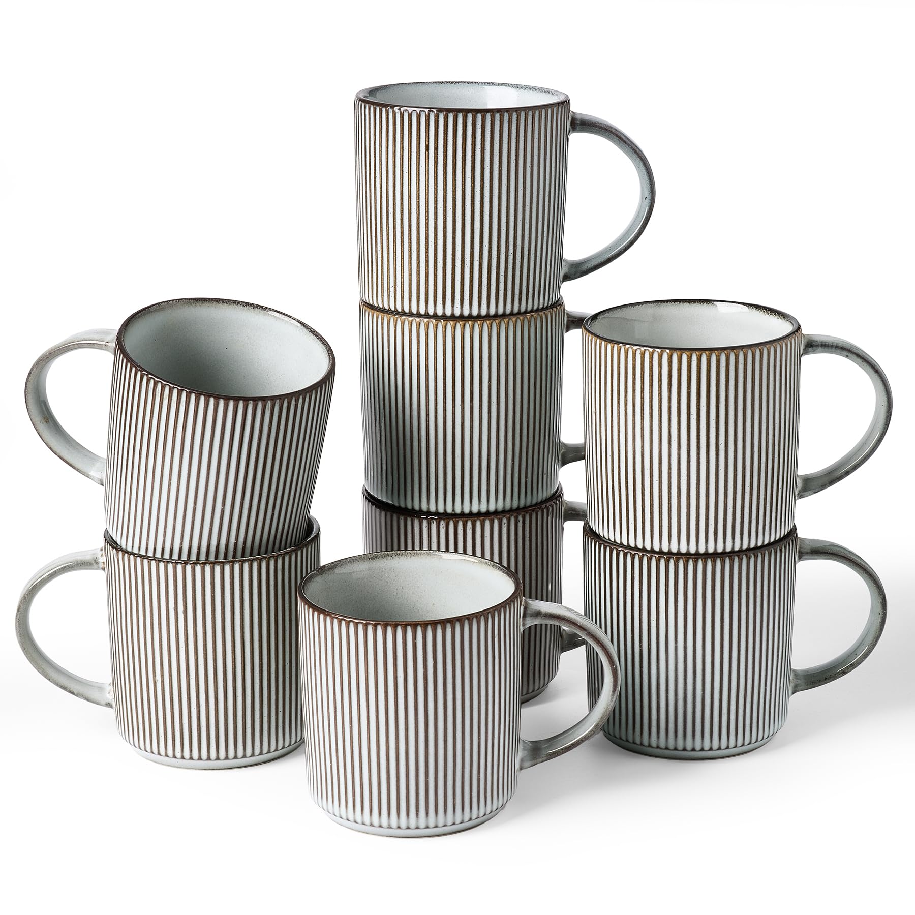 famiware Coffee Mugs Set of 6, Starlight 11 oz Mug Cup Set with Handle for Coffee, Tea, Cocoa, Milk - Ceramic Stoneware Mug Set, Matte Black Grey
