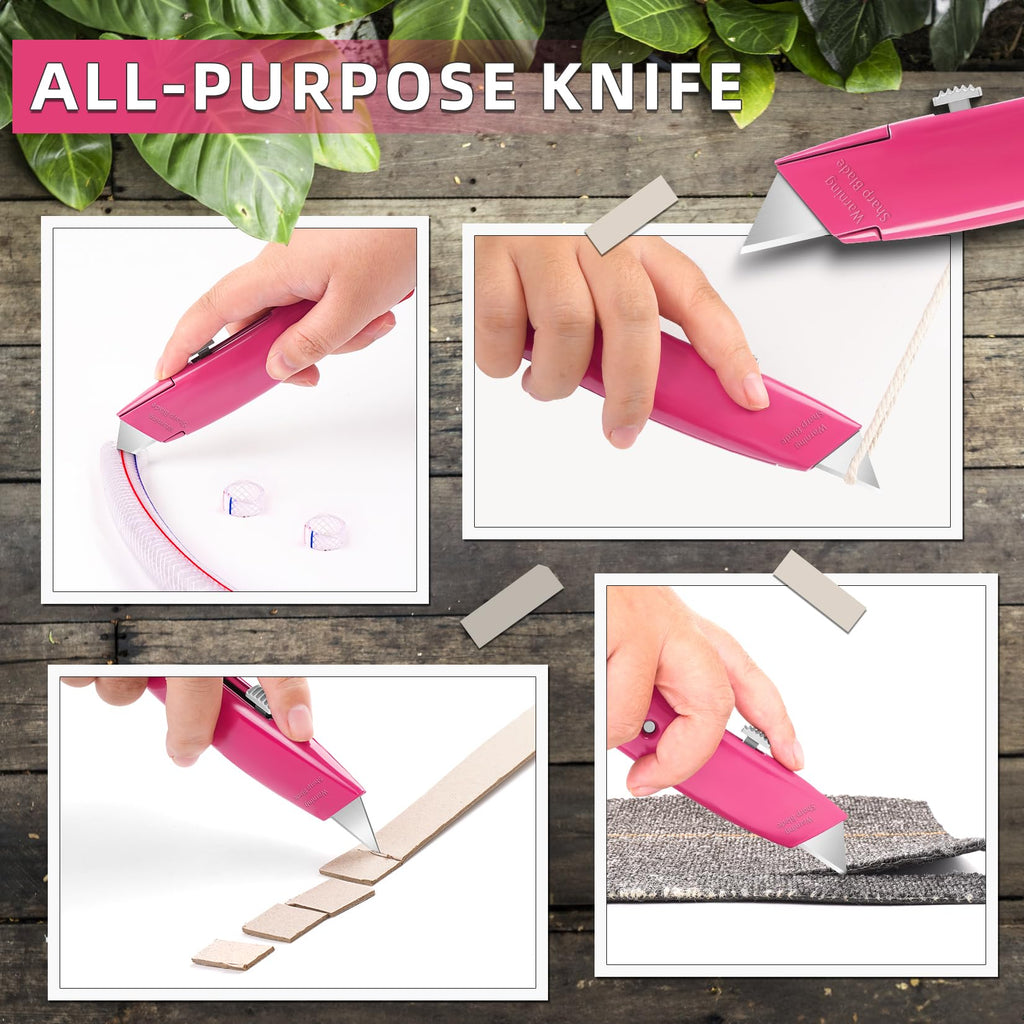 DIYSELF 2Pack Utility Knife Box Cutter Retractable Razor Blade Heavy Duty Box Cutters Knife PVC Pipe Cutter (Red)
