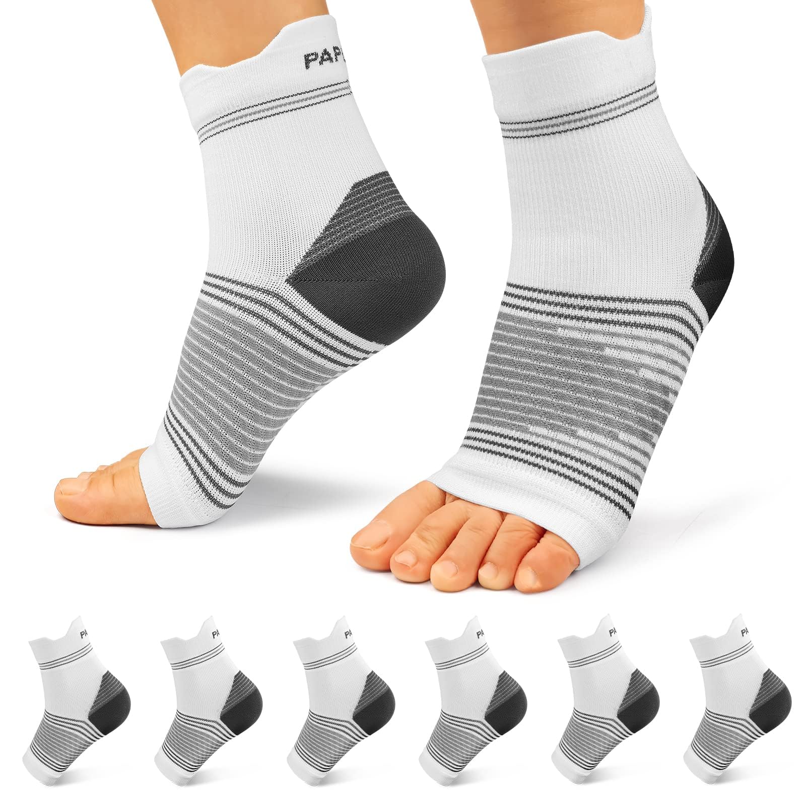 Plantar Fasciitis Sock (6 Pairs) for Men and Women, Compression Foot Sleeves with Arch and Ankle Support, Black, X-Large