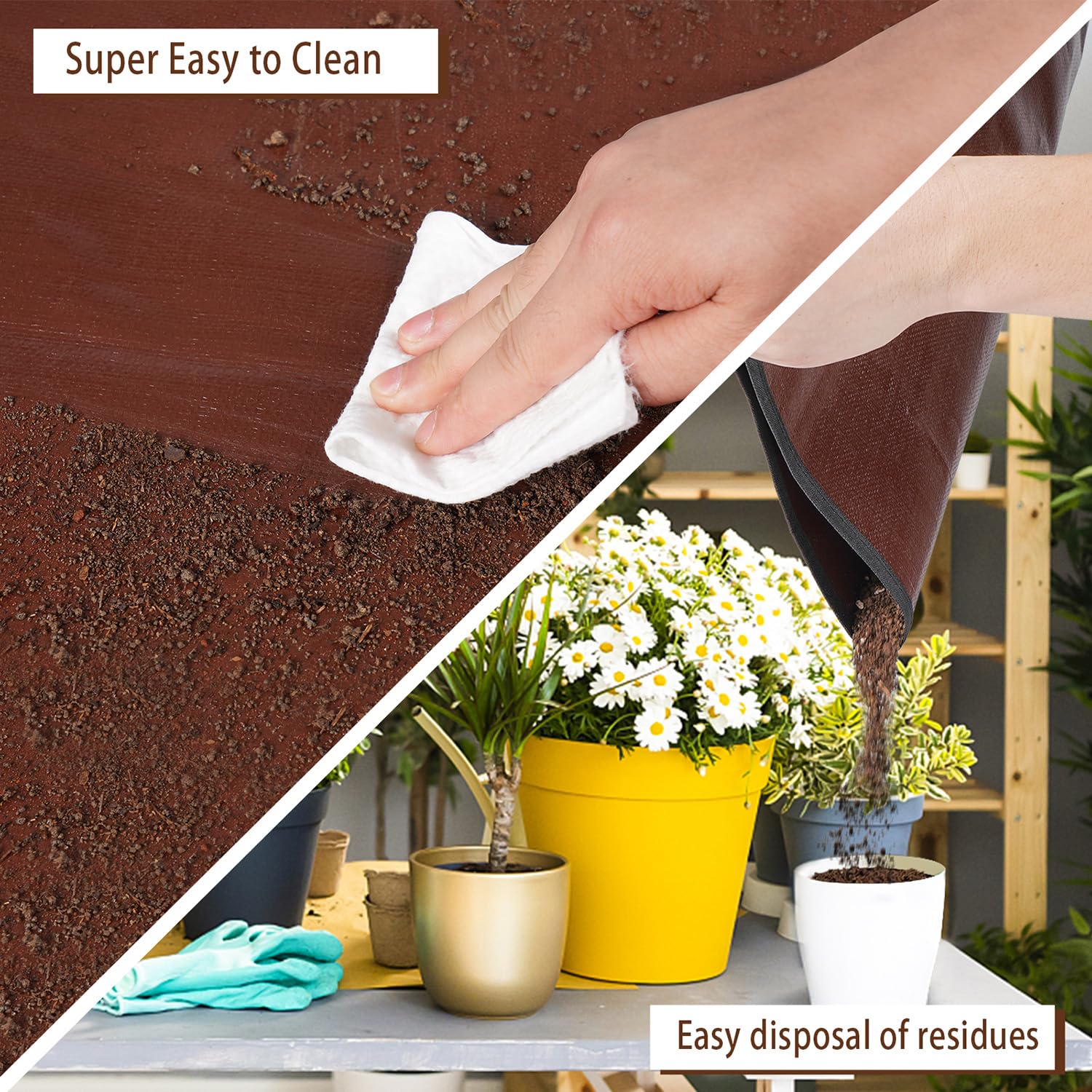 Repotting Mat for Indoor Plant Transplanting and Mess Control 27"x 27" Thickened Waterproof Potting Tray Foldable Succulent Potting Mat Portable Gardening Mat Garden Gifts for Women & Men