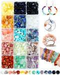 FIVEIZERO 600pcs Natural Chip Stone Beads 5-8mm - 15 Color Crystal Chip Beads for Jewelry Making, Valentine's Day Bracelet,DIY Irregular Gemstone Beads with Drilled Holes