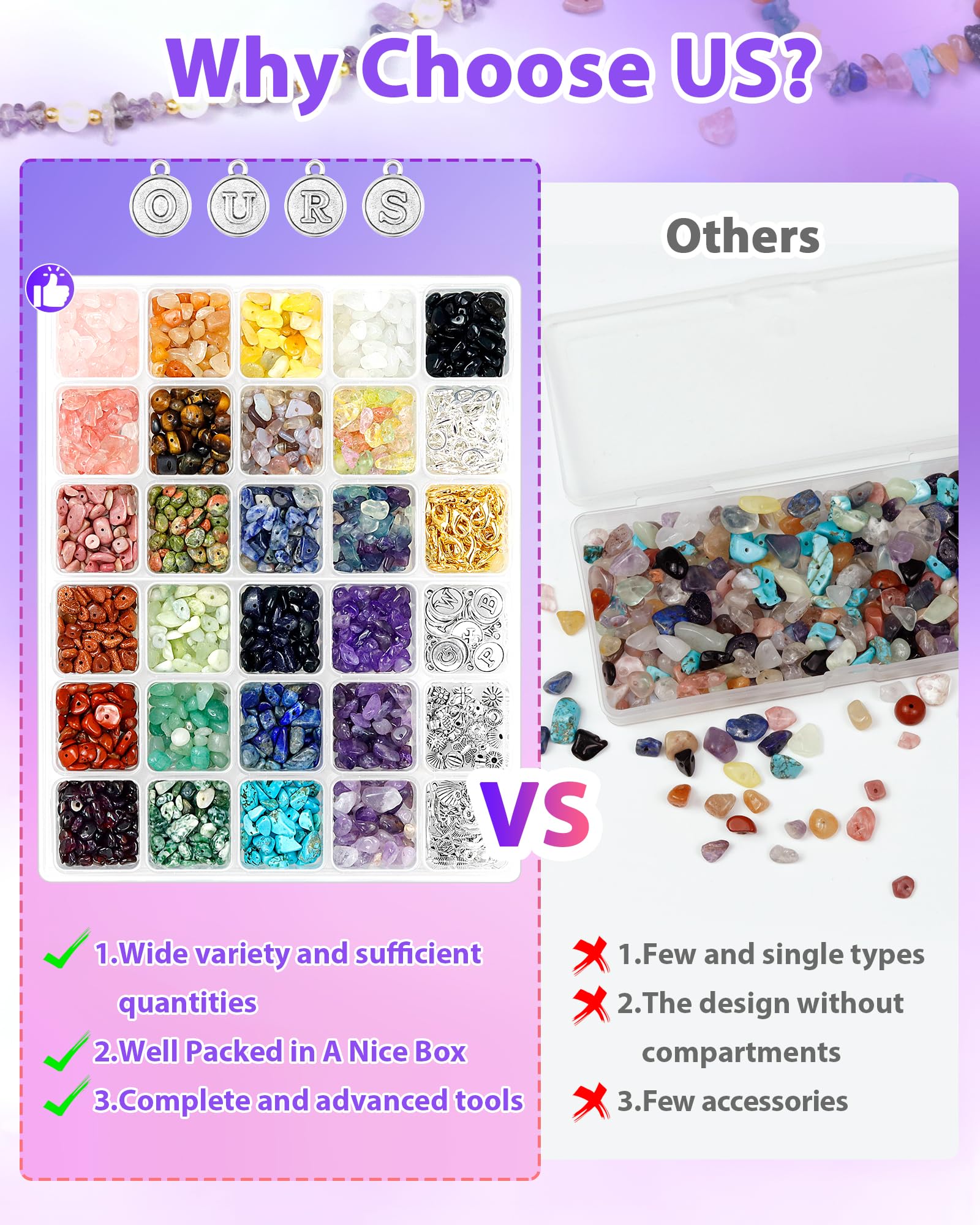 FIVEIZERO 600pcs Natural Chip Stone Beads 5-8mm - 15 Color Crystal Chip Beads for Jewelry Making, Valentine's Day Bracelet,DIY Irregular Gemstone Beads with Drilled Holes