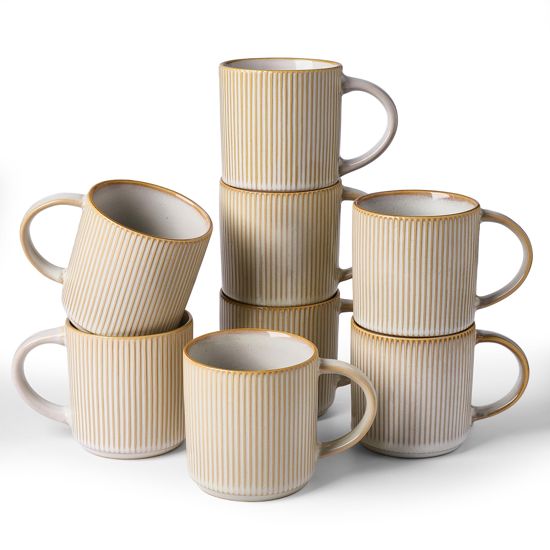 famiware Coffee Mugs Set of 6, Starlight 11 oz Mug Cup Set with Handle for Coffee, Tea, Cocoa, Milk - Ceramic Stoneware Mug Set, Matte Black Grey