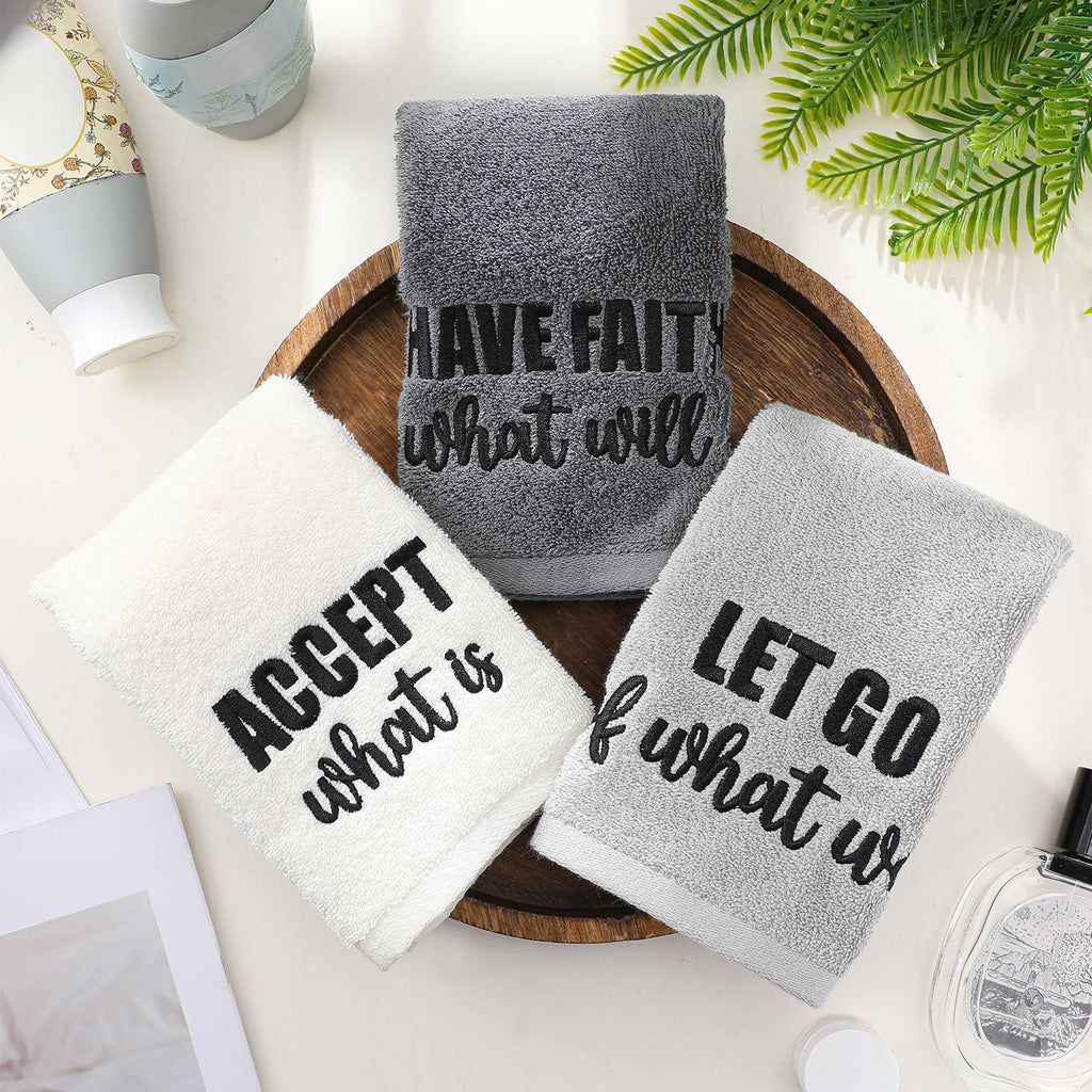 3 Pcs Home Love Family Hand Towels Farmhouse Decorative Embroidered Bathroom Hand Towels Rustic 100% Cotton Brown Hand Towels Set for Boho Bathroom Kitchen Decor