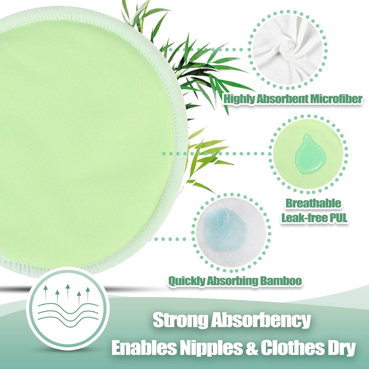 wegreeco Nursing Breast Pads (14 Pack) + Laundry Bag & Travel Storage Bag, 4.7 inch Option - Washable & Reusable Breastfeeding Nursing Pads (Mild, Large)