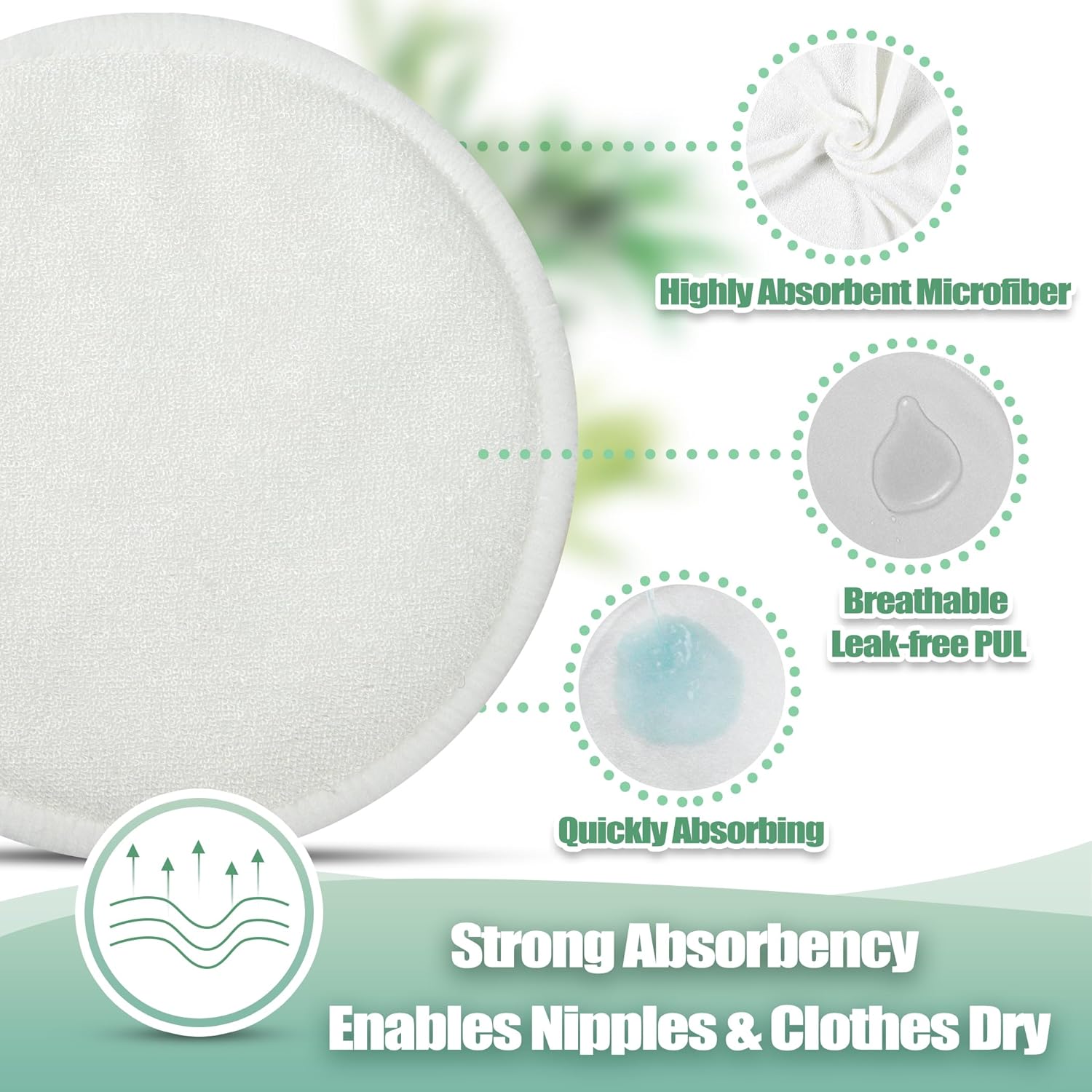 wegreeco Nursing Breast Pads (14 Pack) + Laundry Bag & Travel Storage Bag, 4.7 inch Option - Washable & Reusable Breastfeeding Nursing Pads (Mild, Large)