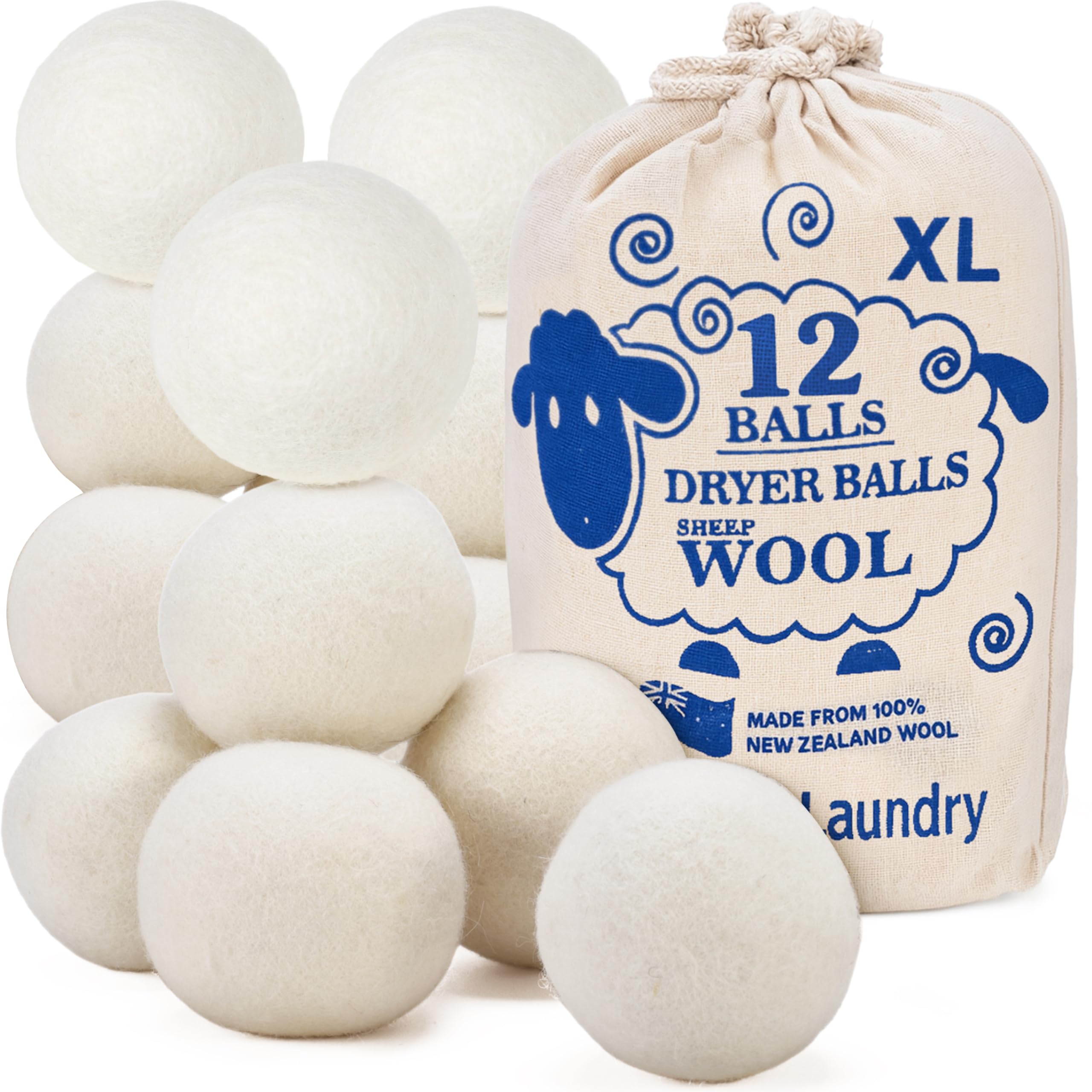 Handy Laundry Wool Dryer Balls - Natural Fabric Softener, Reusable, Reduces Clothing Wrinkles and Saves Drying Time, Better Alternative to Plastic Balls and Liquid Softener (Pack of 4)