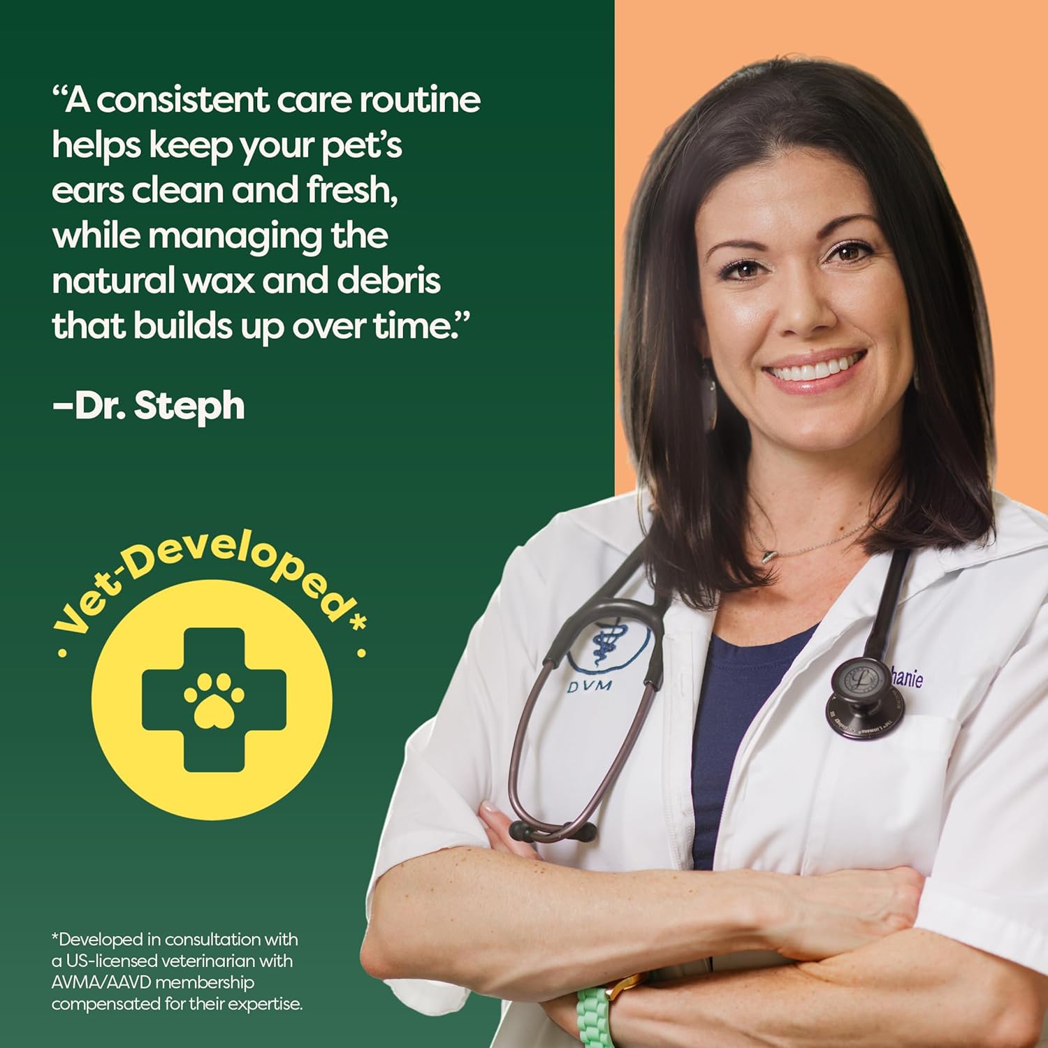 Earth Rated Vet-Developed Pet Ear Wipes, Hypoallergenic Cleaner for Dogs & Cats Ears to Remove Dirt and Wax Build Up, Wild Oat Scent, 70 Count