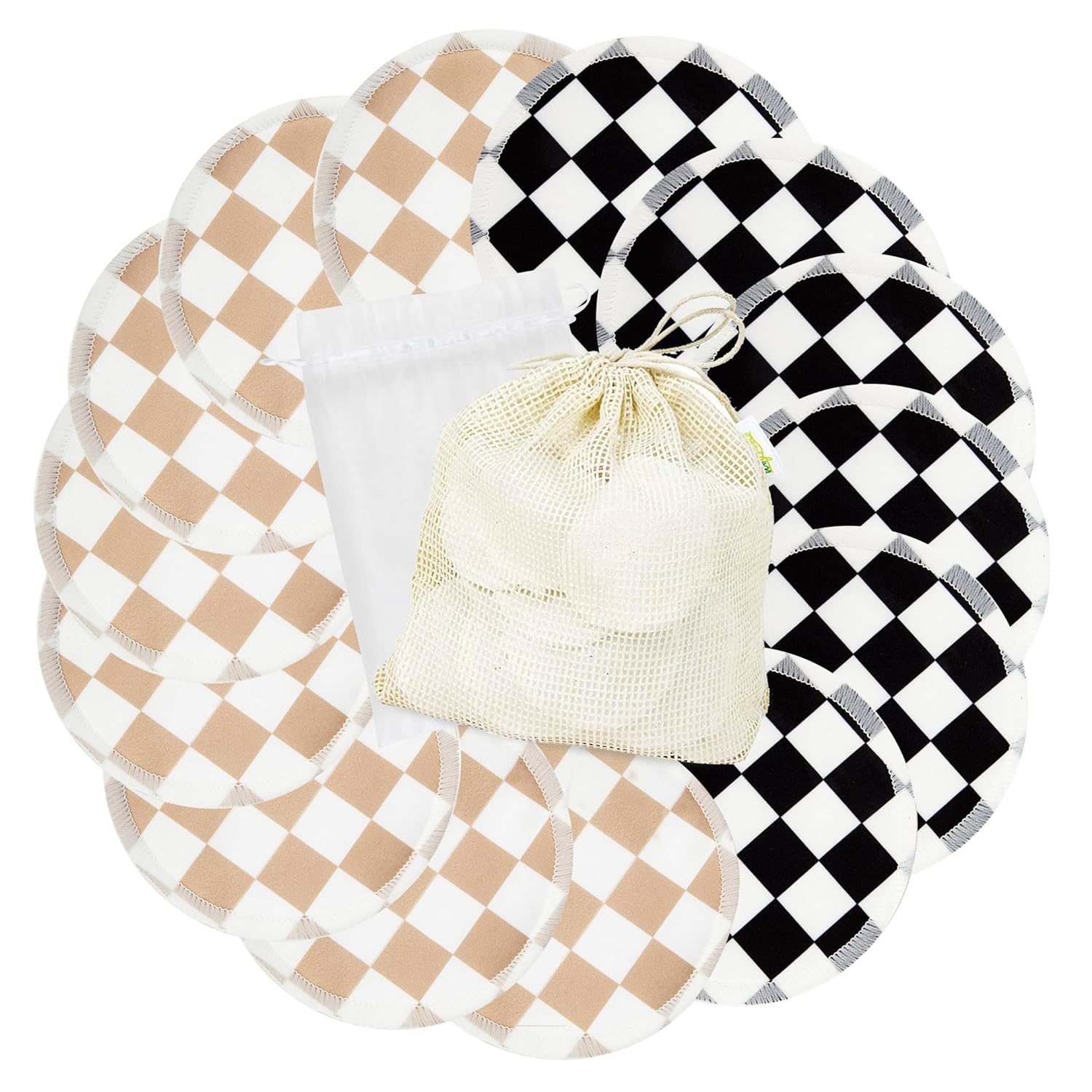 wegreeco Nursing Breast Pads (14 Pack) + Laundry Bag & Travel Storage Bag, 4.7 inch Option - Washable & Reusable Breastfeeding Nursing Pads (Mild, Large)