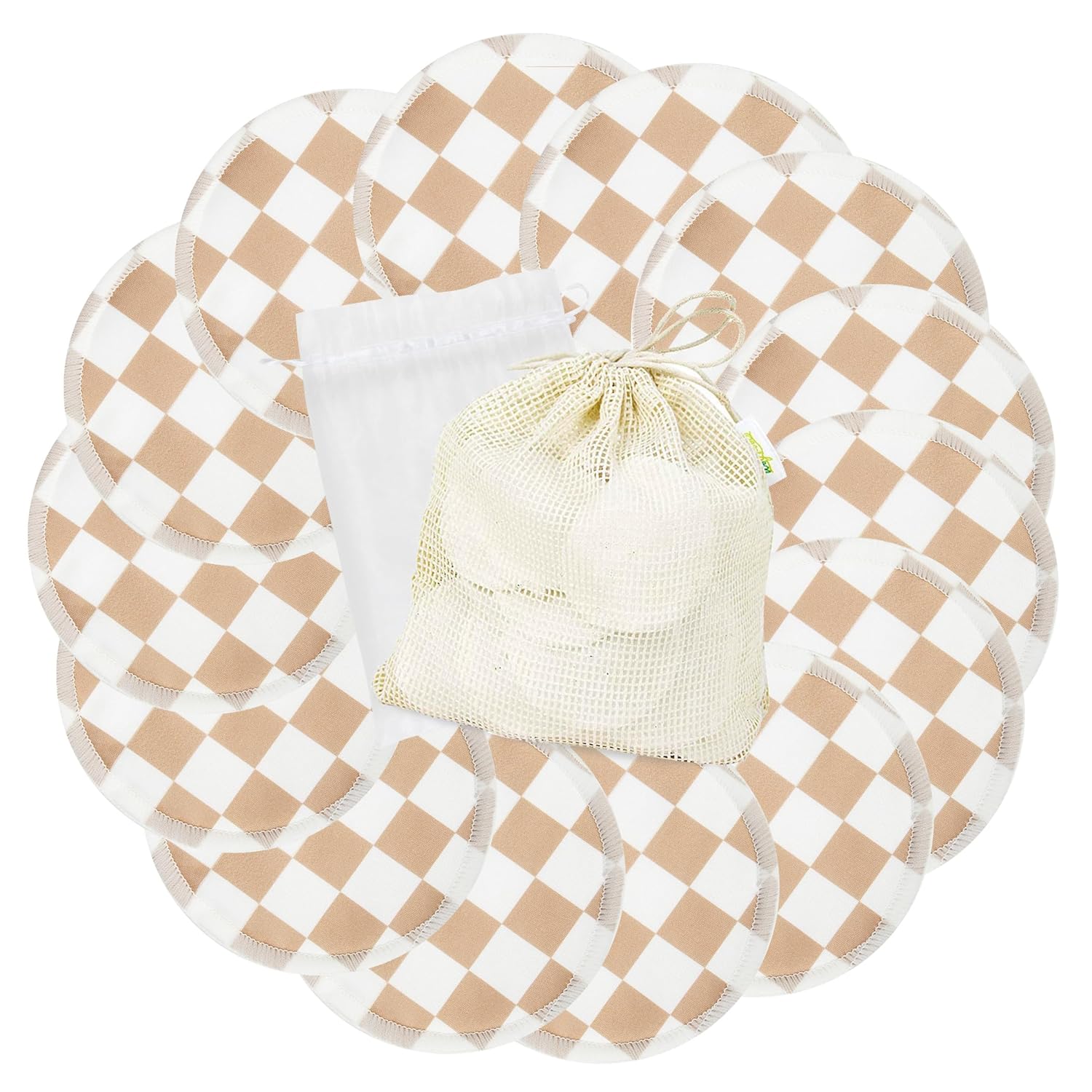 wegreeco Nursing Breast Pads (14 Pack) + Laundry Bag & Travel Storage Bag, 4.7 inch Option - Washable & Reusable Breastfeeding Nursing Pads (Mild, Large)