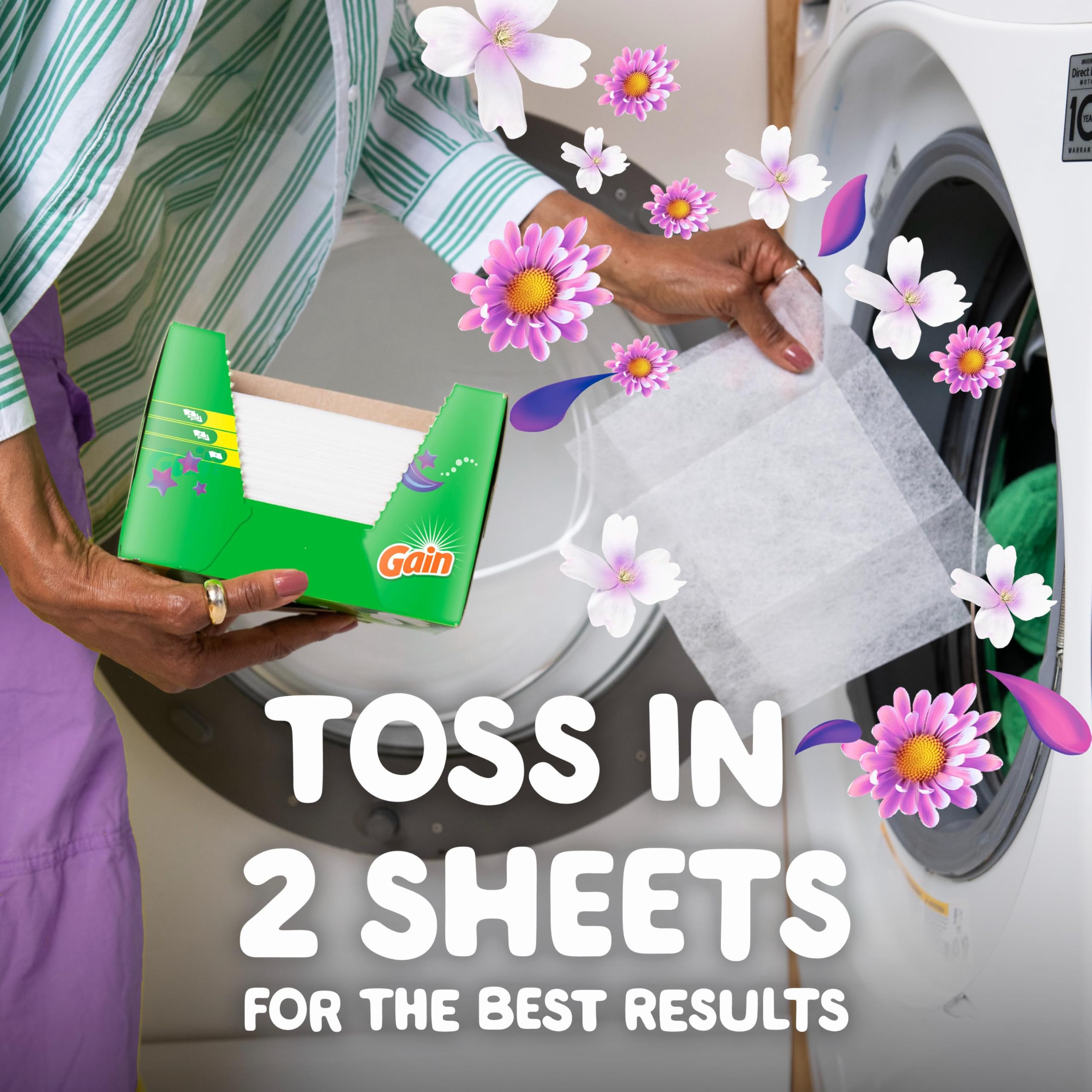 Gain dryer sheets Plus Wrinkle Release, Moonlight Breeze Scent, 120 Count, Fights static with a touch of scent, laundry sheets