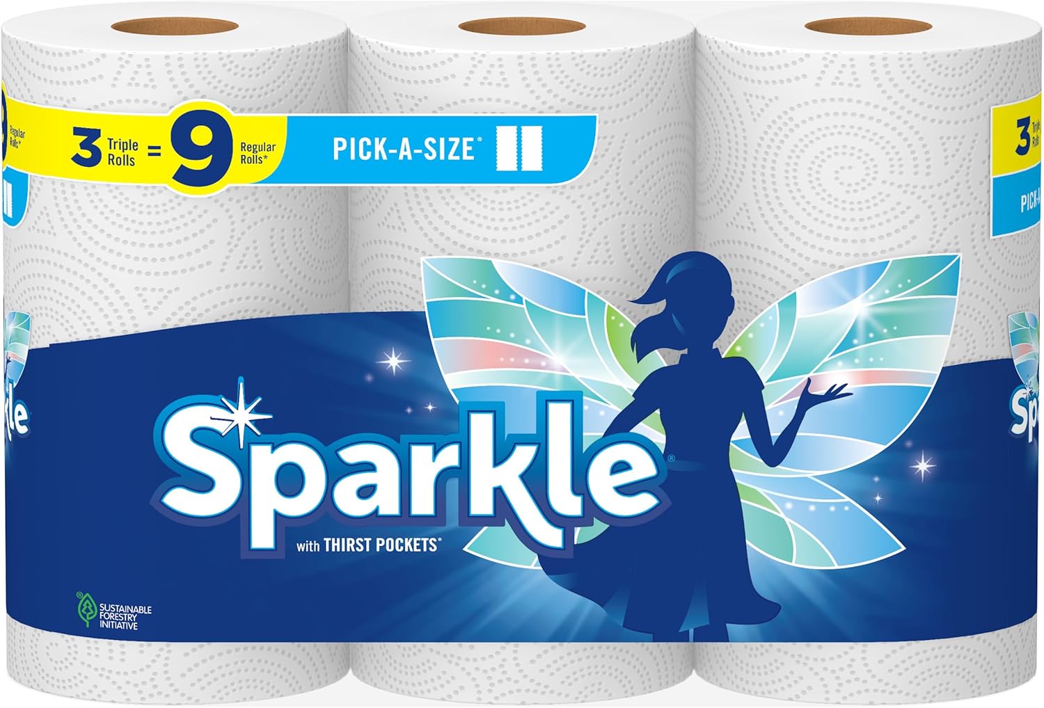Sparkle Pick-A-Size Paper Towels, 24 Double Rolls (2,640 Sheets Total) - Strong 2-Ply Towels for Kitchen Cleanup and Everyday Messes