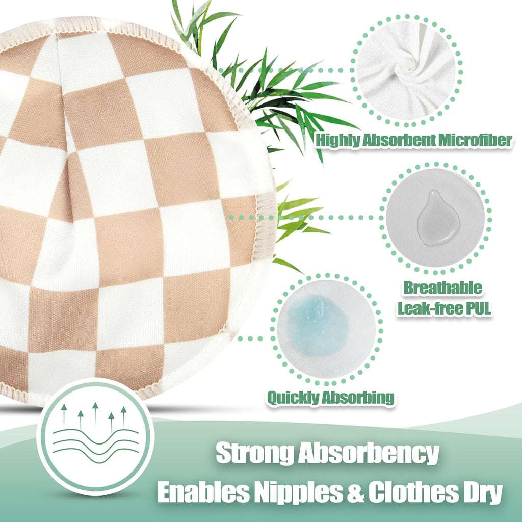 wegreeco Nursing Breast Pads (14 Pack) + Laundry Bag & Travel Storage Bag, 4.7 inch Option - Washable & Reusable Breastfeeding Nursing Pads (Mild, Large)